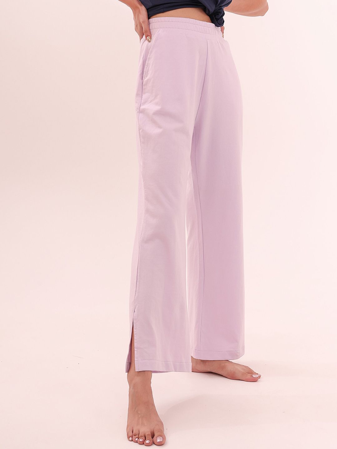 NAP STORY Women Flared Side Slit Lounge Pants-picture-25