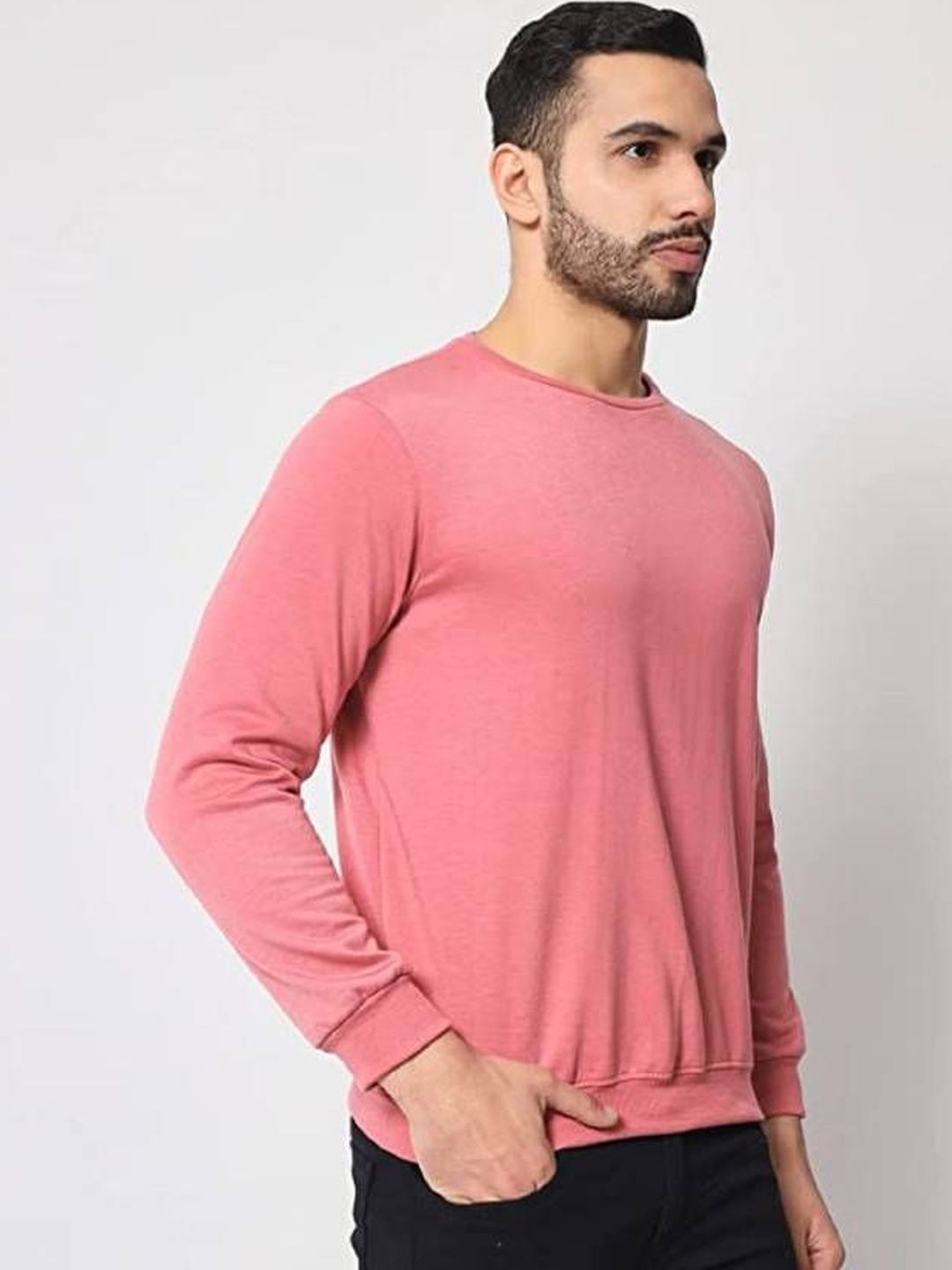 VALUE CREATION Men Pink Cotton Solid Hooded Pullover-picture-32