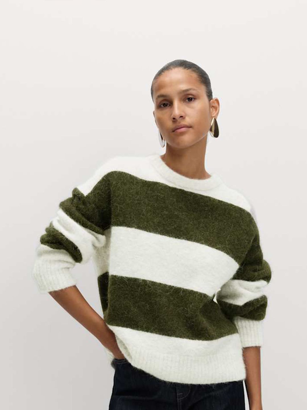 Marks & Spencer Women Striped Colourblocked Round Neck Long Sleeves Pullover-image-37