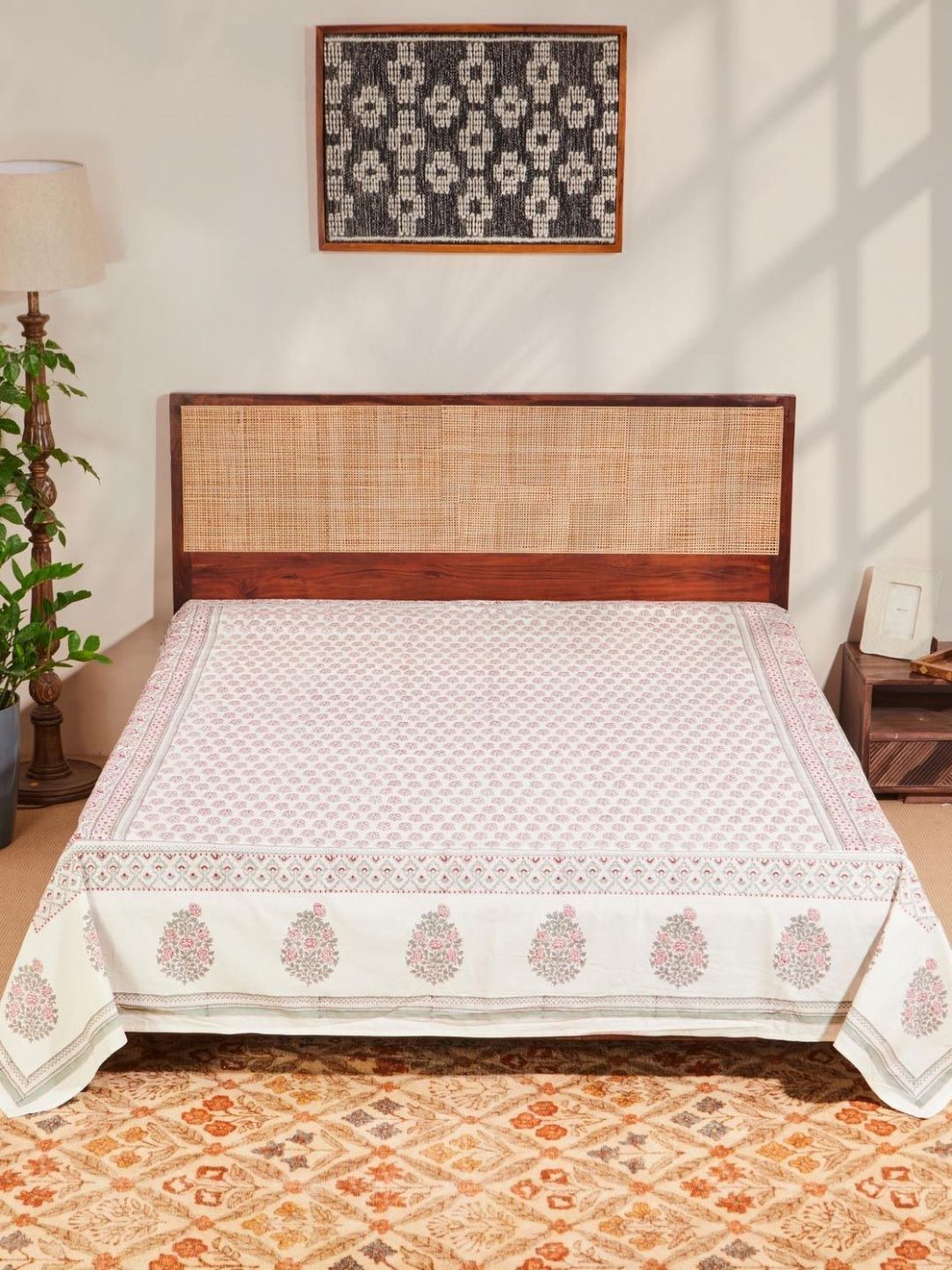 Fabindia Nazneen Red & Off White Printed Single Cotton Bed Cover-picture-21