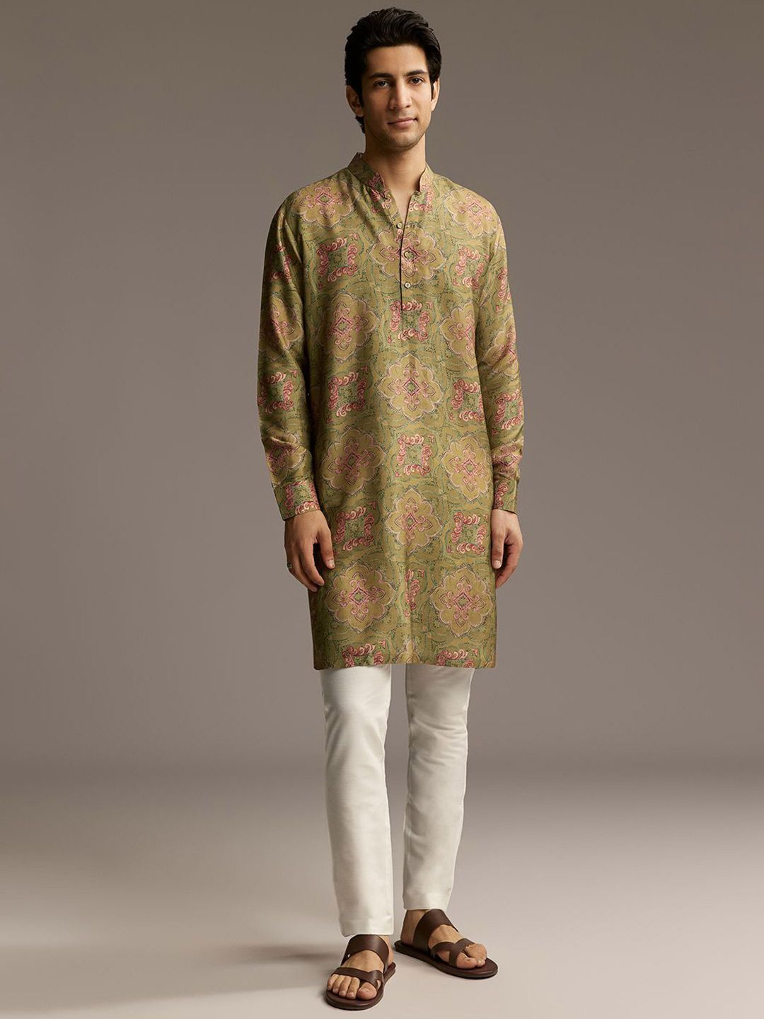 KALKI Fashion Floral Printed Mandarin Collar Kurta-picture-30