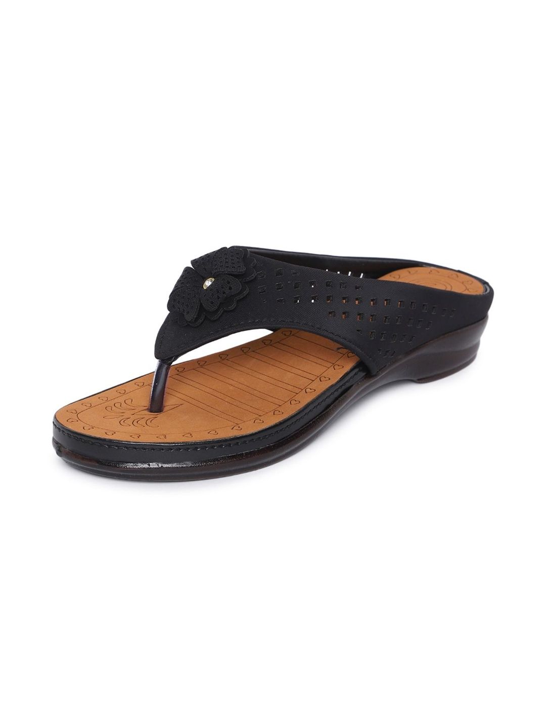 ORTHO JOY Women Black Slip-On Flats-image-8