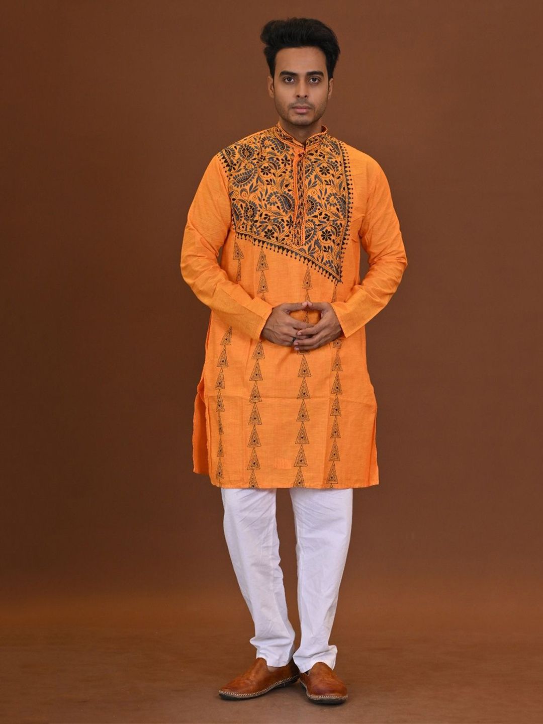 RAM SHYAM collection Men Kantha Work Kurta-image-0