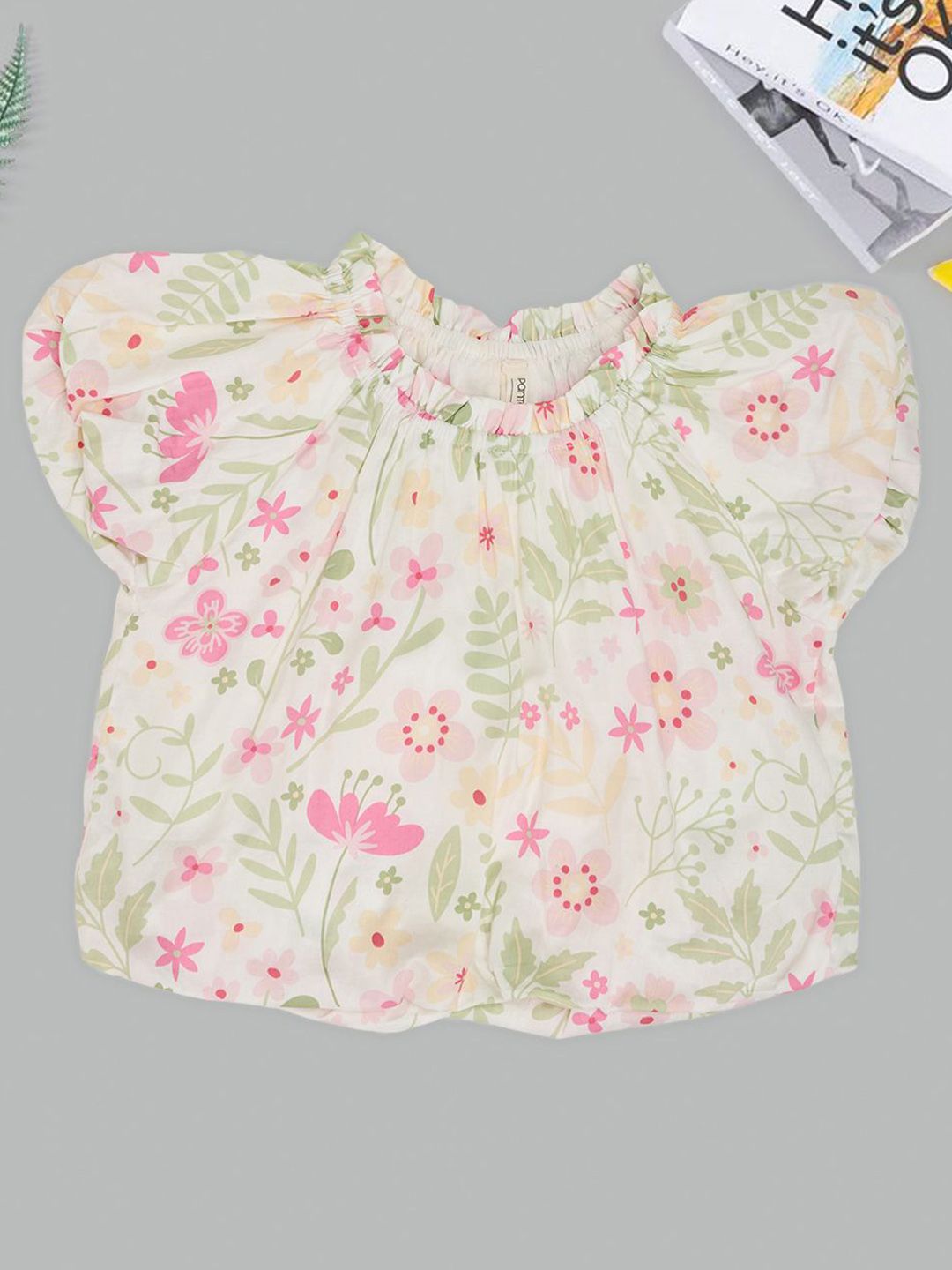 Pantaloons Junior Girls Floral Printed Extended Sleeves Pure Cotton Crop Top-picture-39