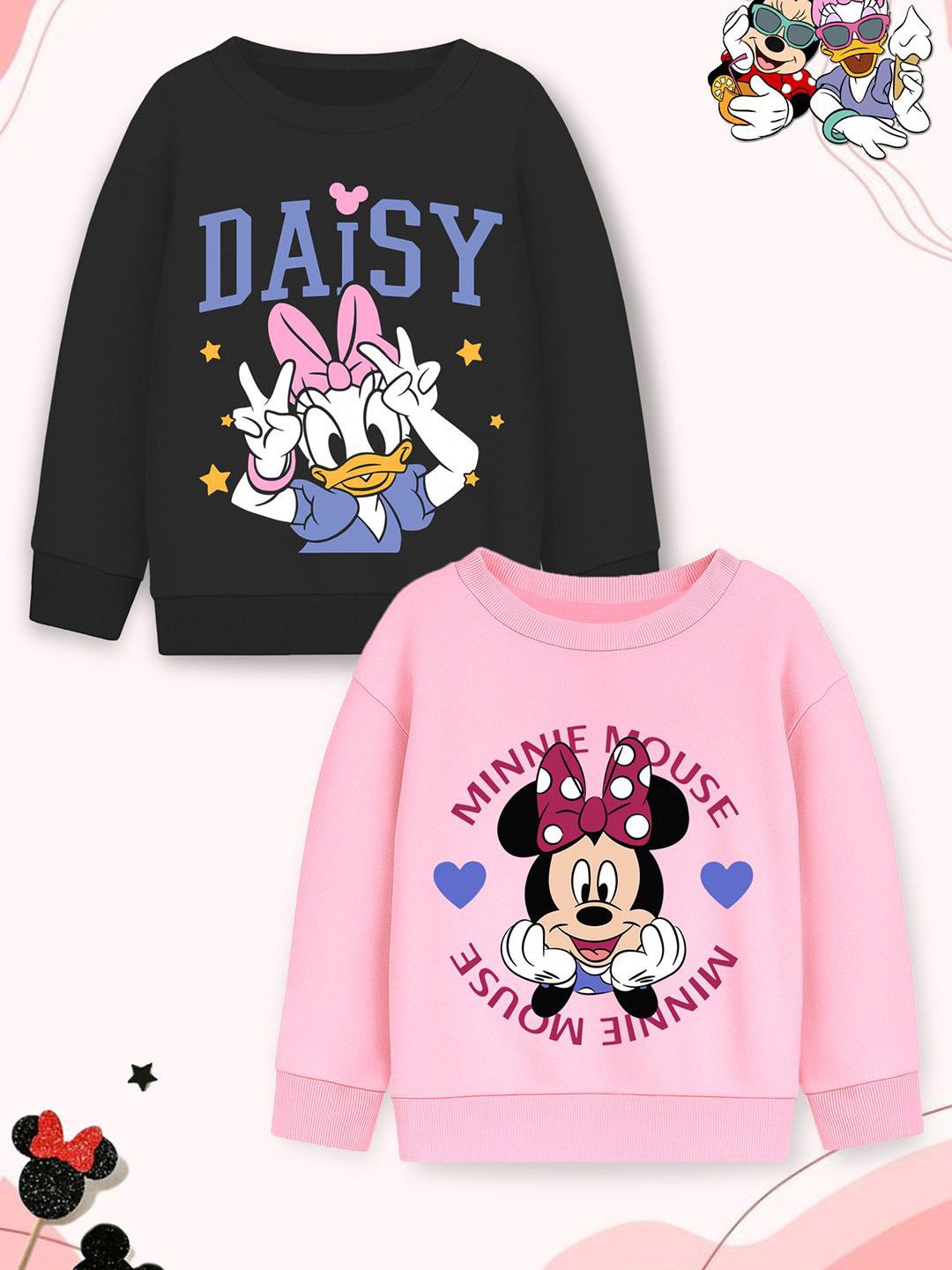 Disney By Miss and Chief Girls Pack of 2 Minnie Mouse & Daisy Printed Sweatshirt-picture-11