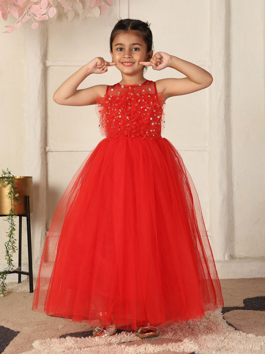 Toy Balloon Kids Red Beautiful Full-Length Party Dress-picture-51