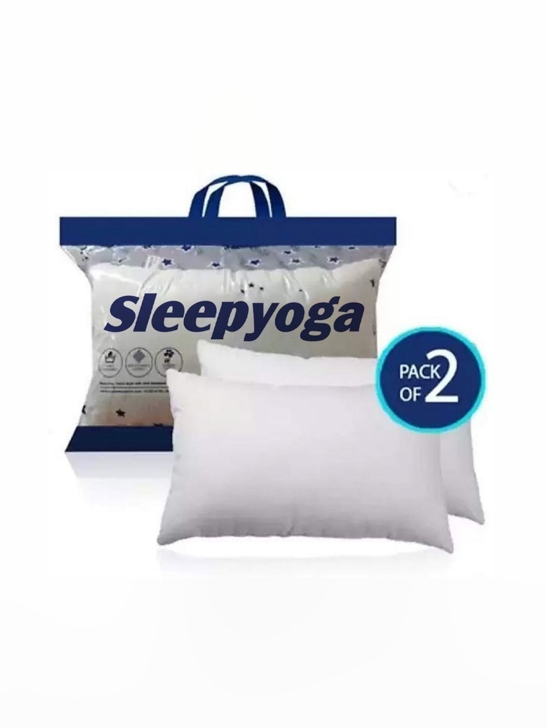 sleepyoga White 2 Pieces Sleep Rectangle Hypoallergenic Pillows-image-23