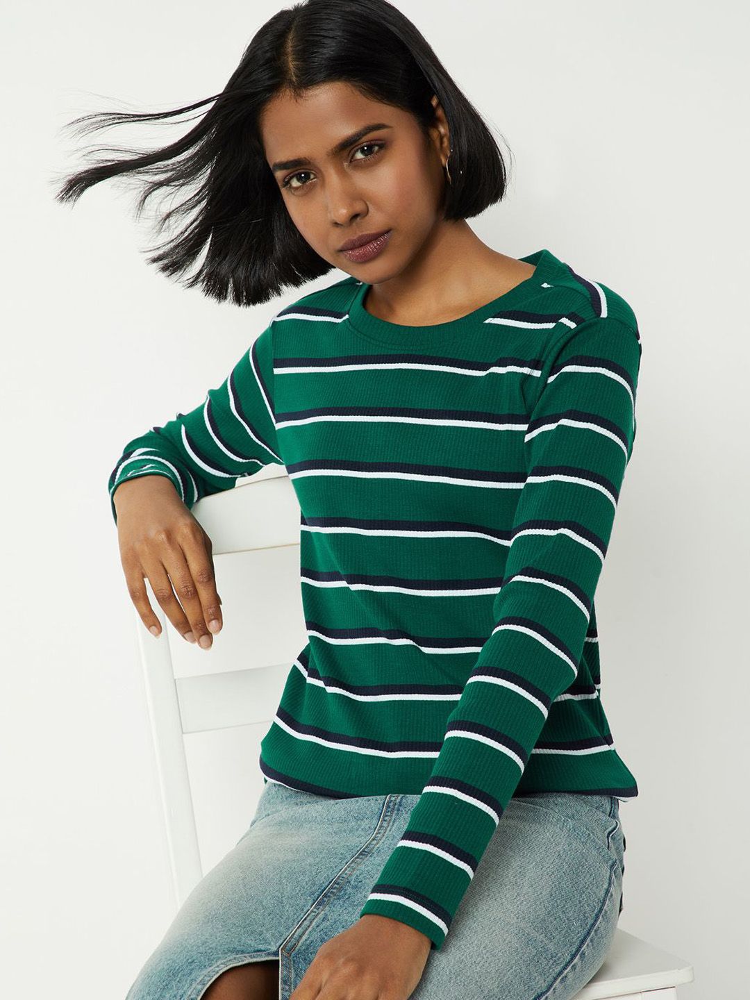 max Women Striped Round Neck T-shirt-picture-16