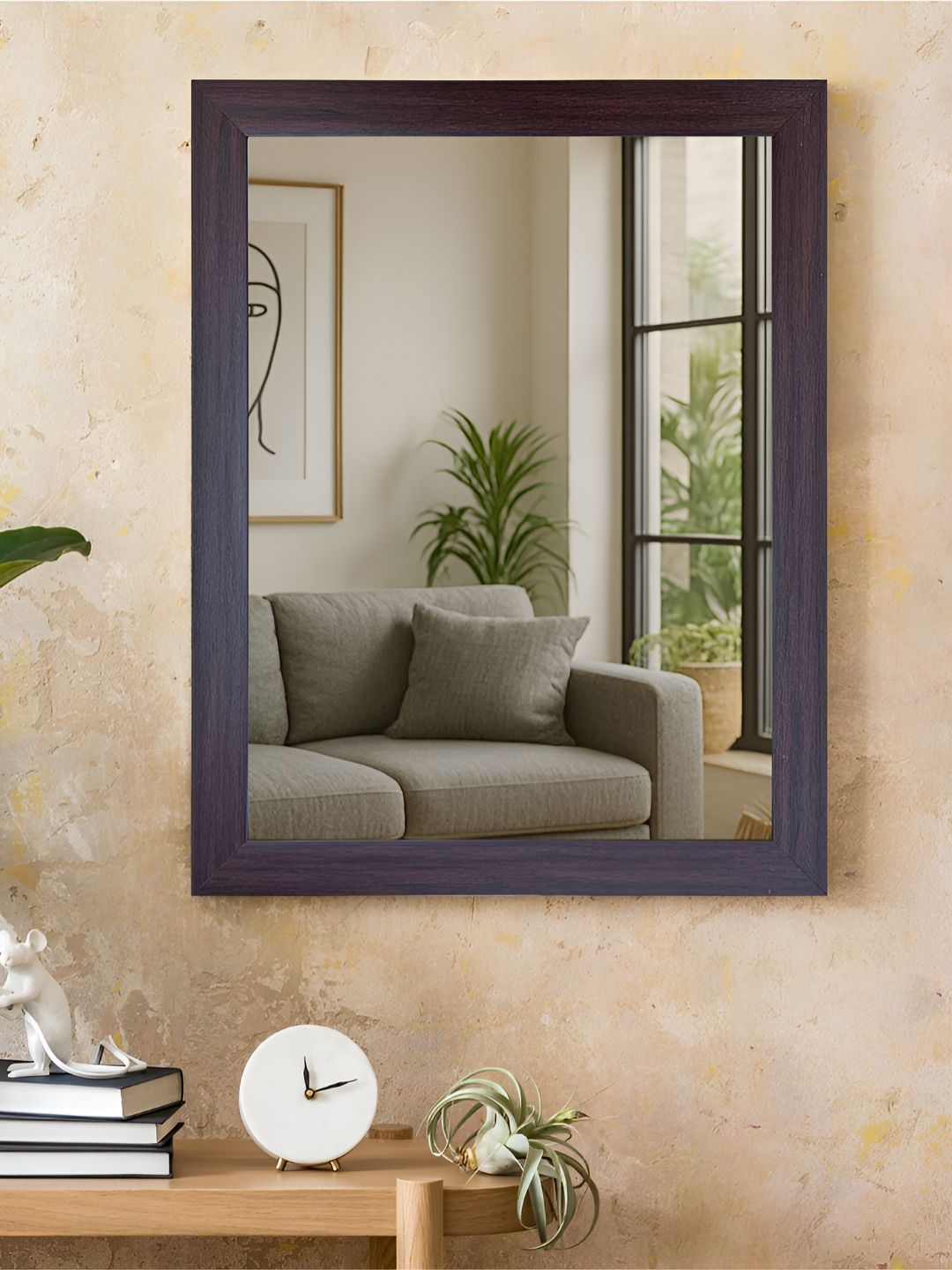 Art Street Brown Wall Mount Decorative Wall Mirror With Frame-image-13