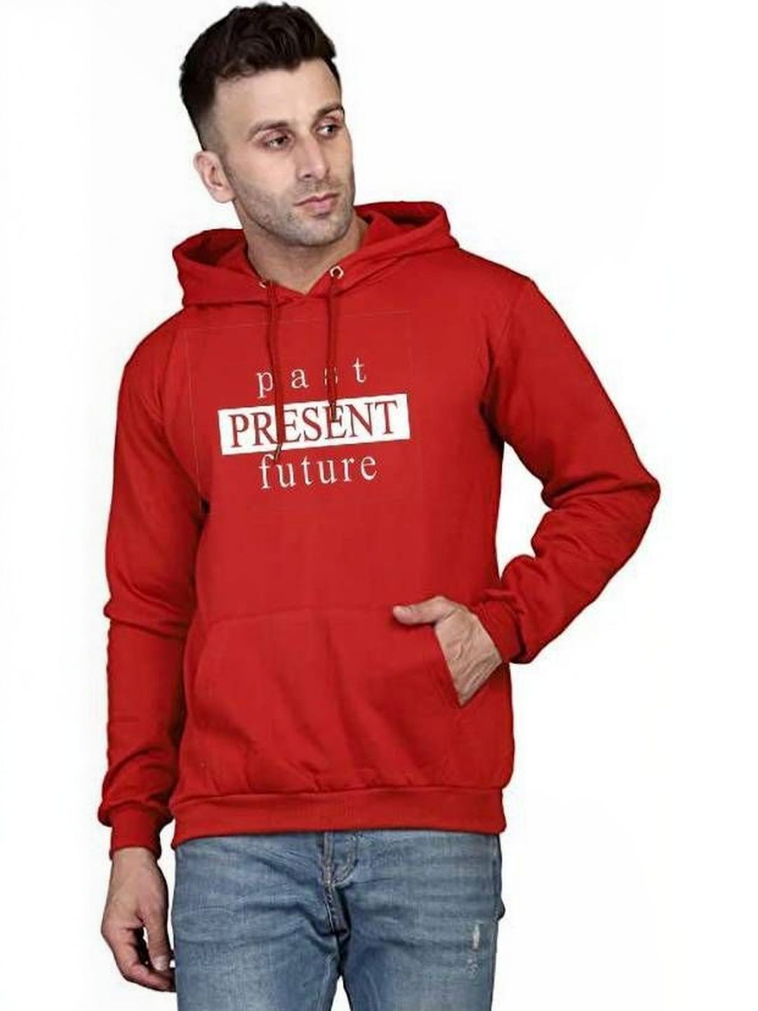 VALUE CREATION Men Red Cotton Printed Hooded Pullover-picture-48