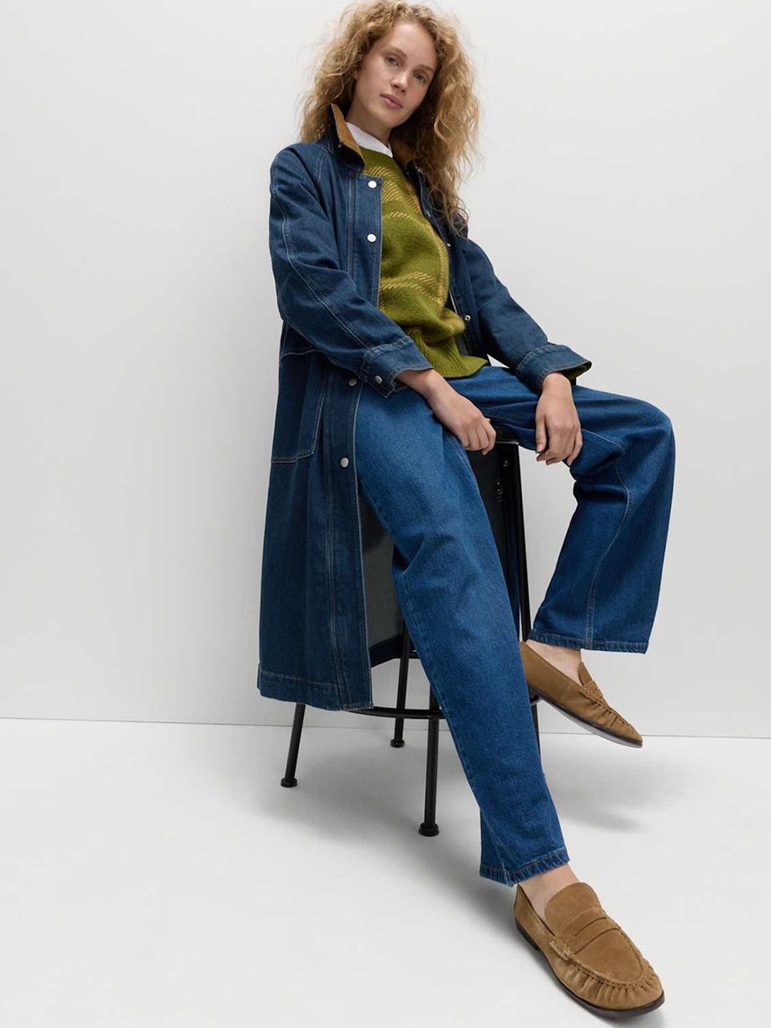 Marks & Spencer Women Spread Collar Solid Denim Jacket-image-37