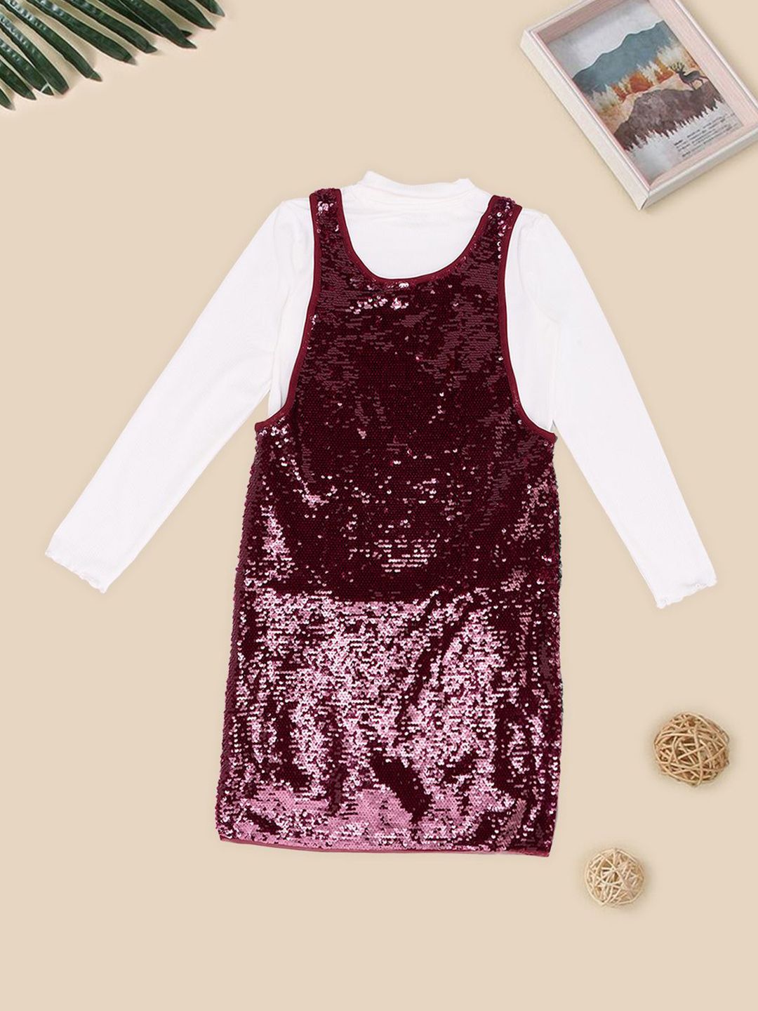 Pantaloons Junior Girls Sequined Pinafore Dress-picture-27