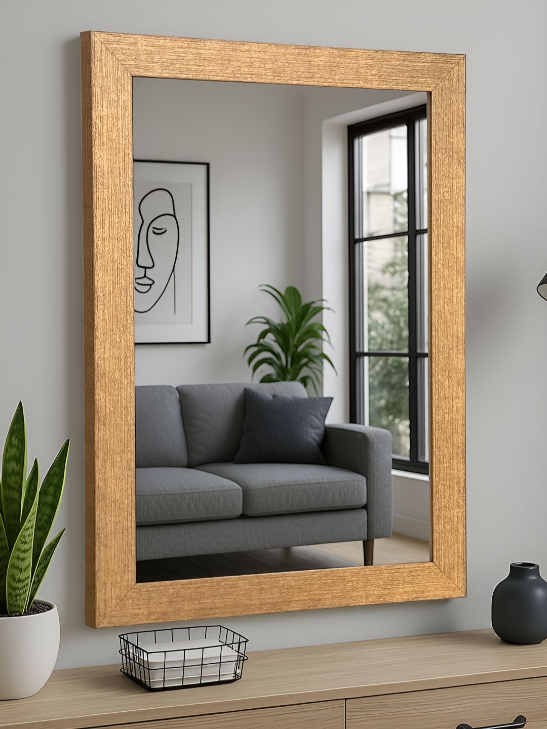 Art Street Beige Rectangular Shaped Glass Wall Mirrors-picture-54