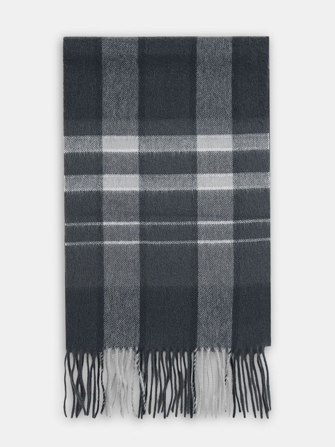 Jack & Jones Men Checked Woolen Scarf with Tasselled Border-picture-15