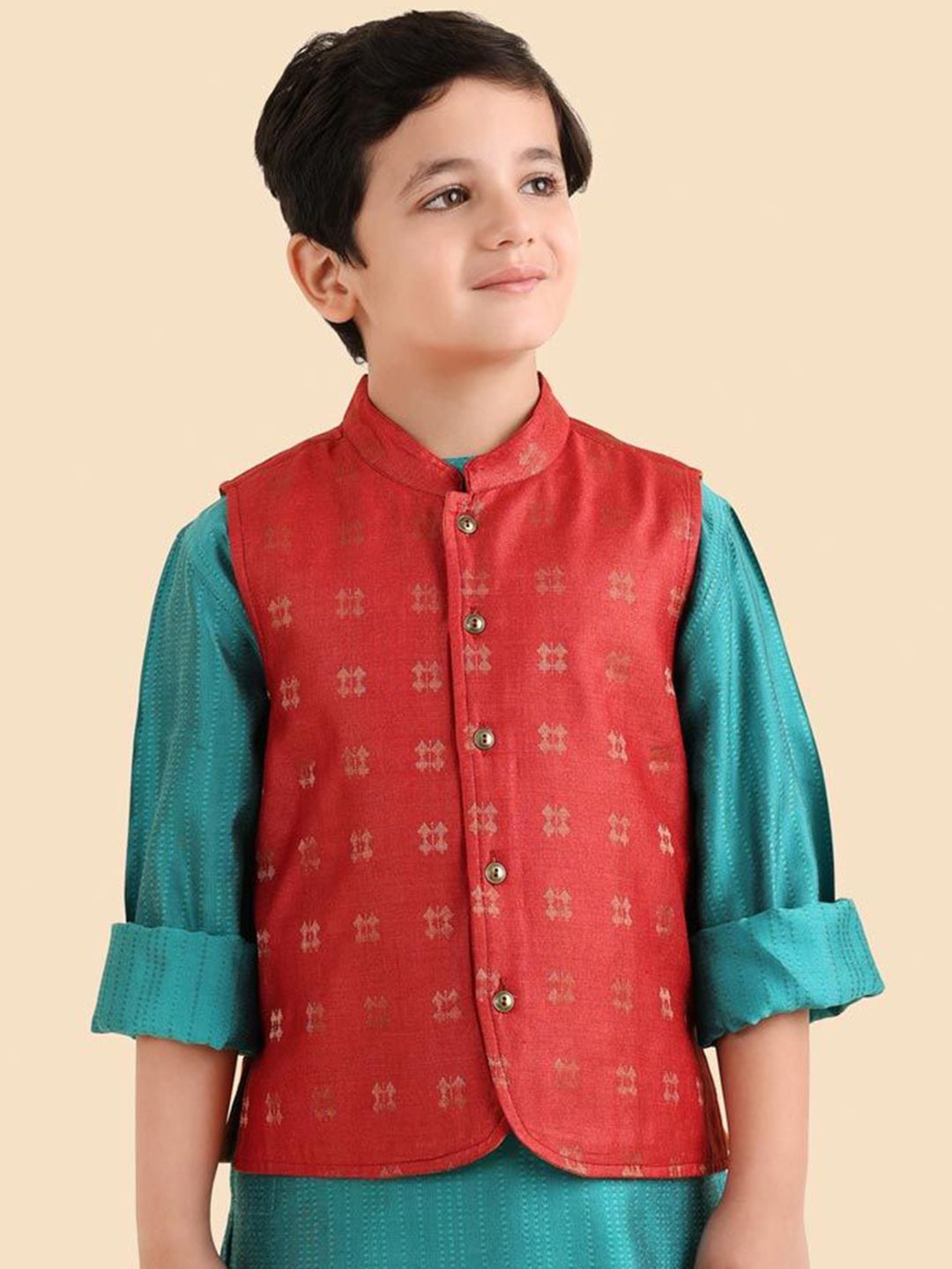 Fabindia Boys Woven Design Nehru Jackets-picture-27