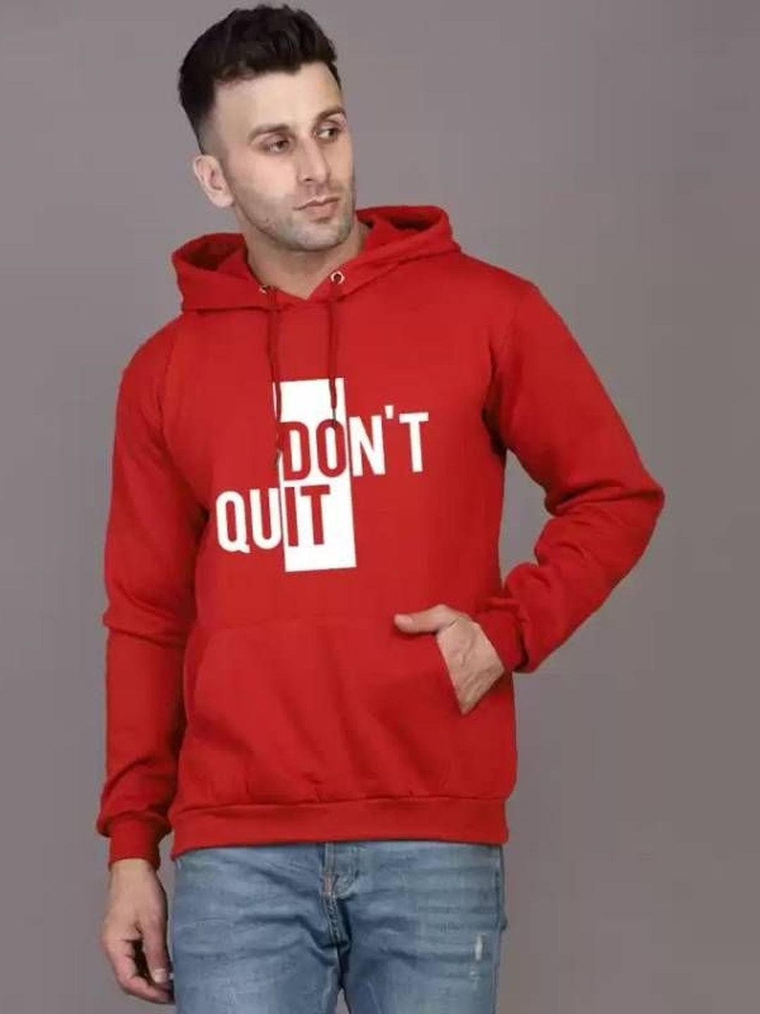 VALUE CREATION Men Red Cotton Printed Hooded Pullover-image-34