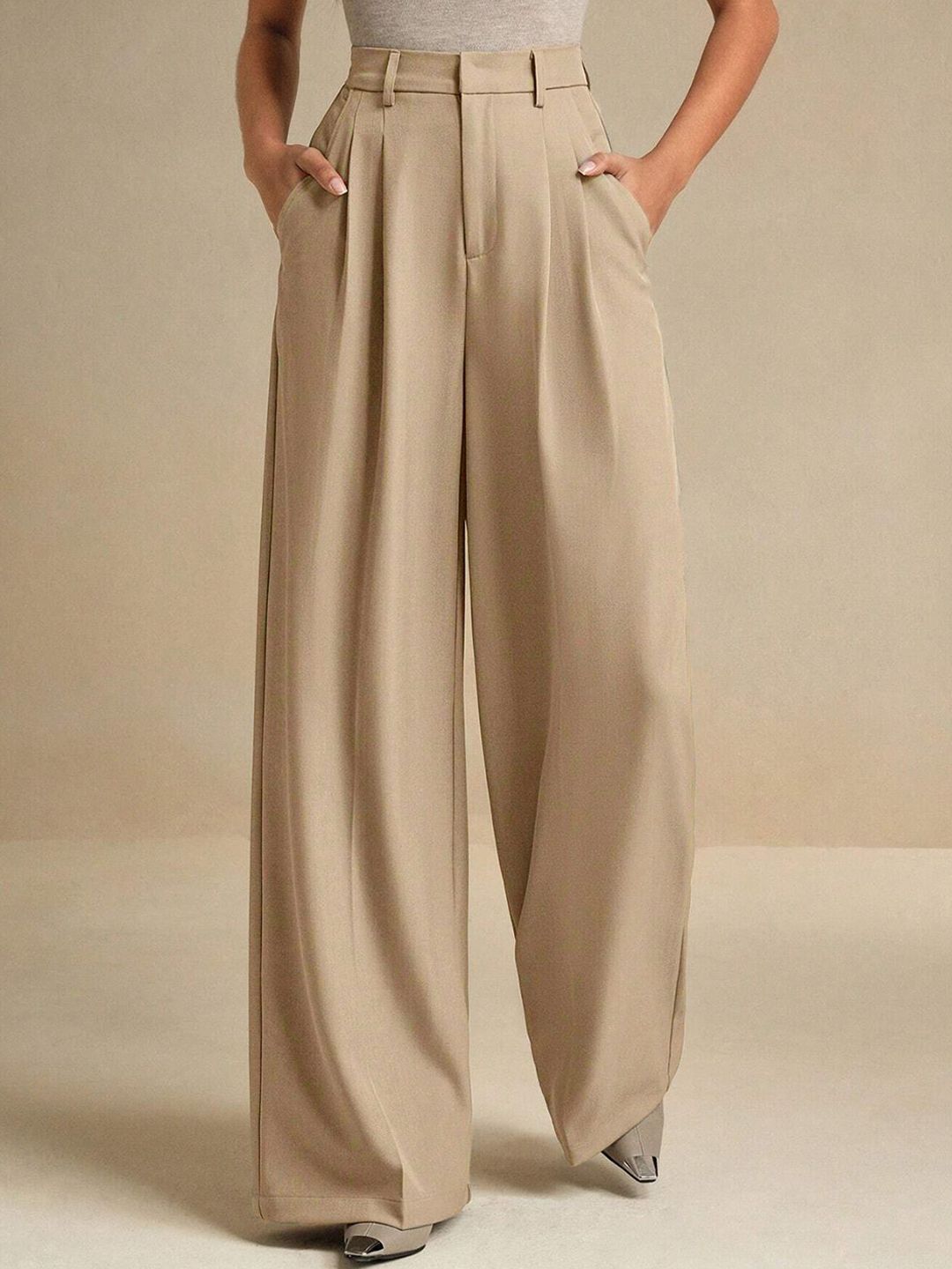 Kotty Women High-Rise Wide-Leg Pleated Korean Pants Trousers-picture-36