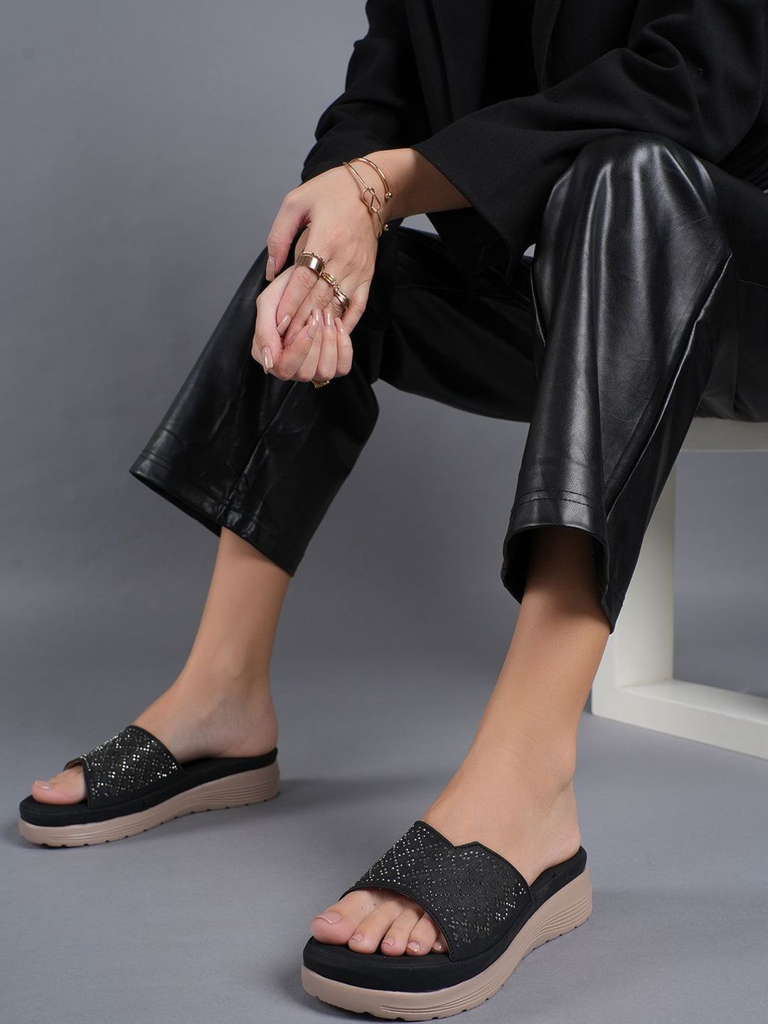DressBerry Women Black Solid Synthetic Party Heels-picture-11