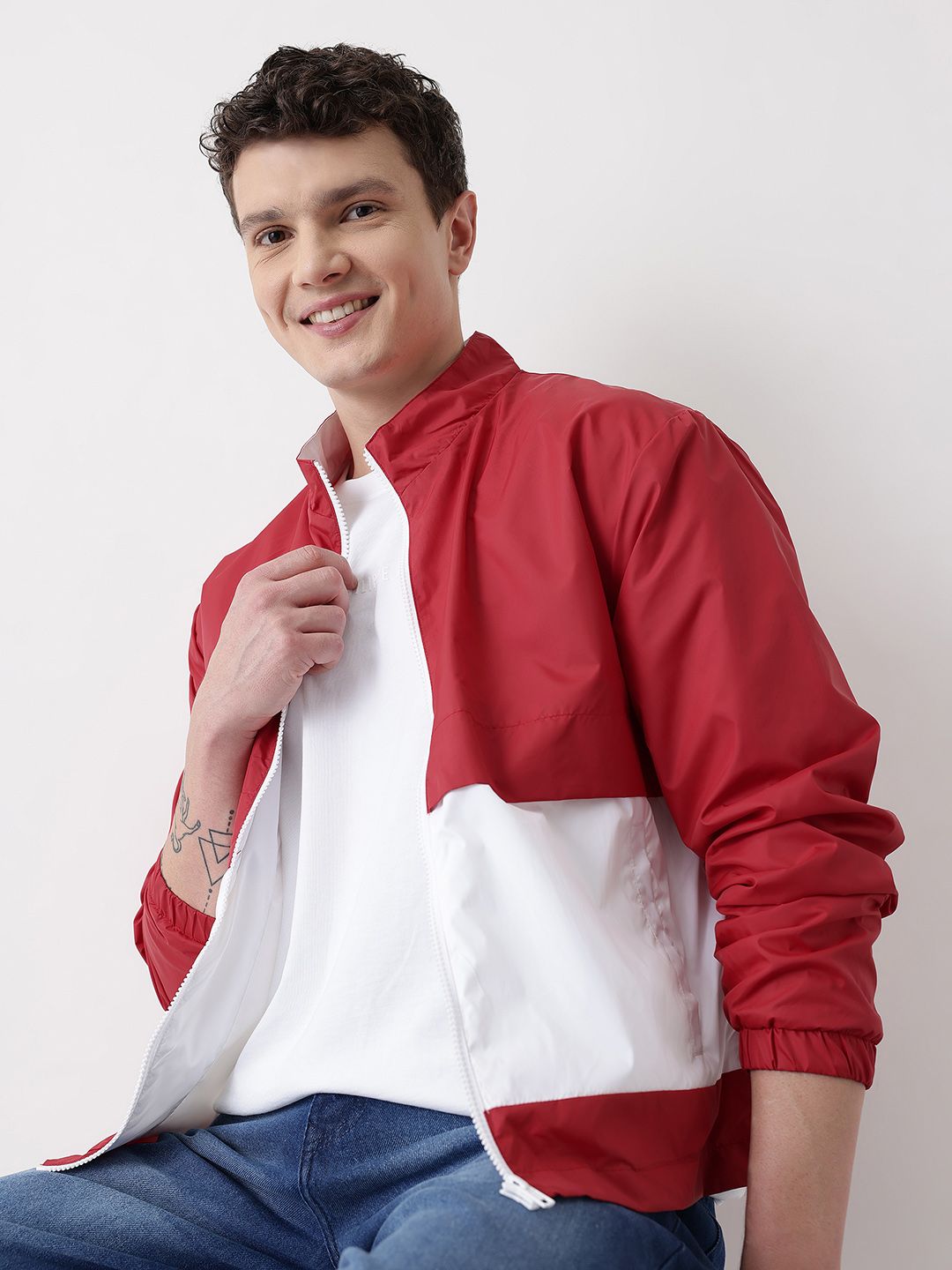 Mast & Harbour Mock Collar Colorblocked Tailored Jacket-picture-11