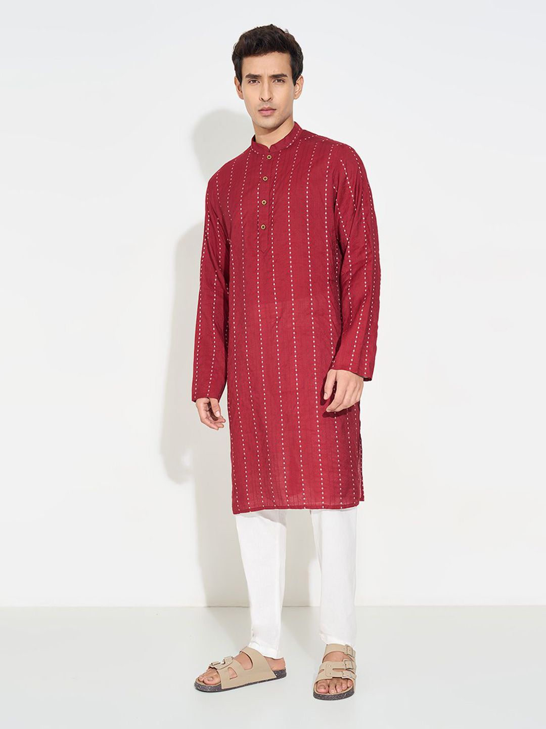 indus route by Pantaloons Men Printed Thread Work Kurta-picture-21