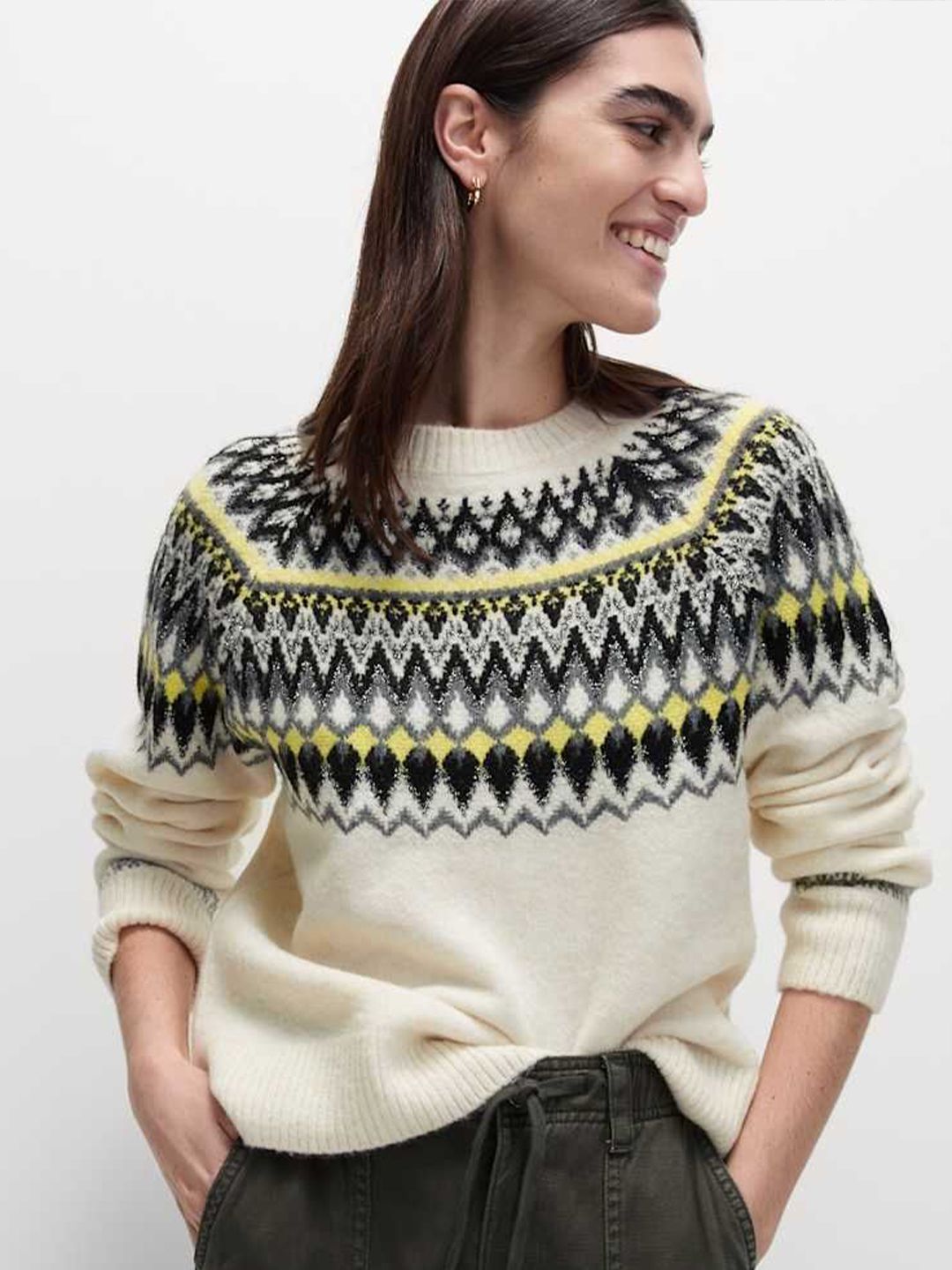 Marks & Spencer Women Printed Geometric Round Neck Full Sleeve Pullover Sweater-picture-22