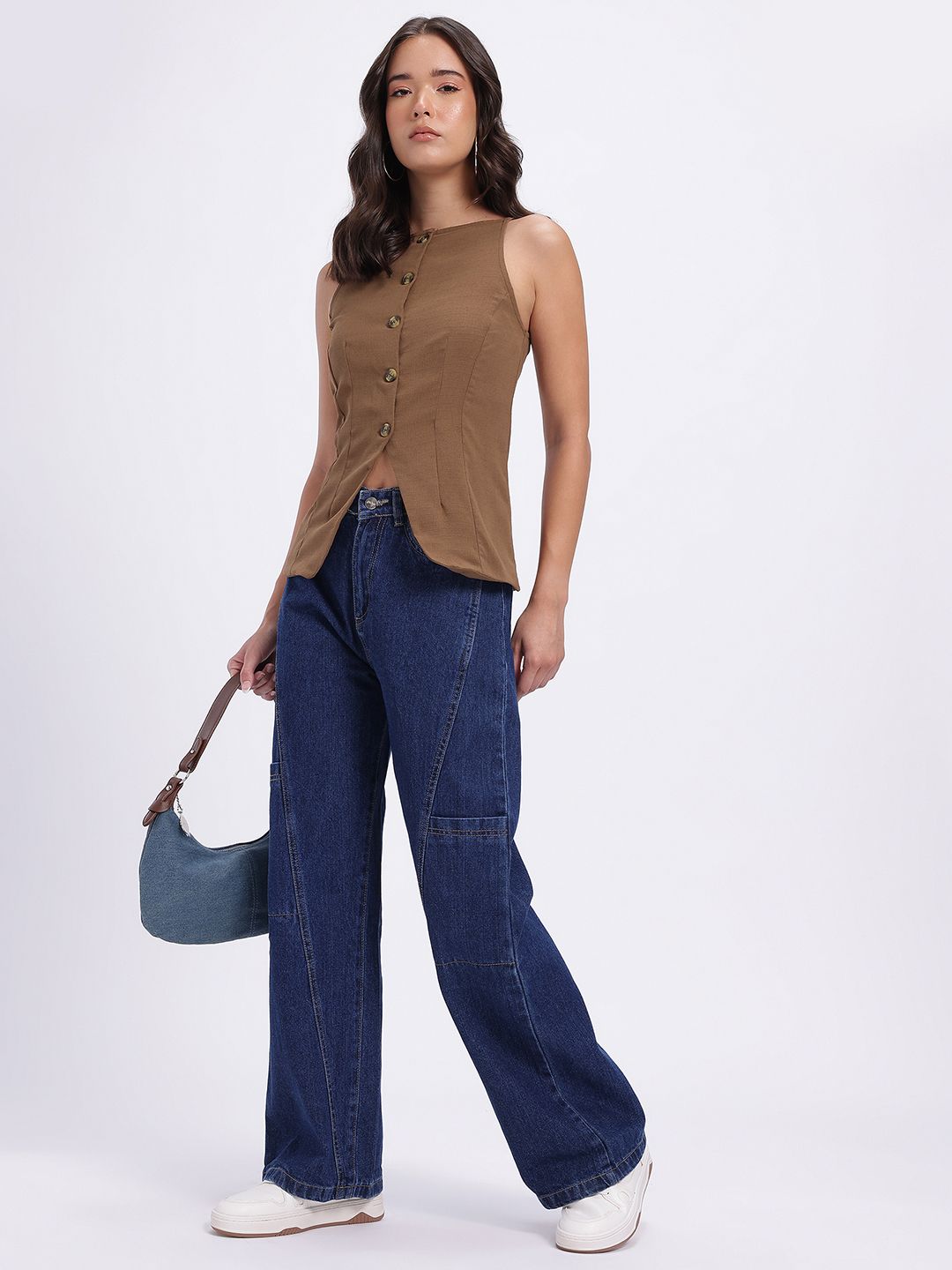 Buy Glitchez Boat Neck Top With Front Slit & Button Closure - Tops for ...