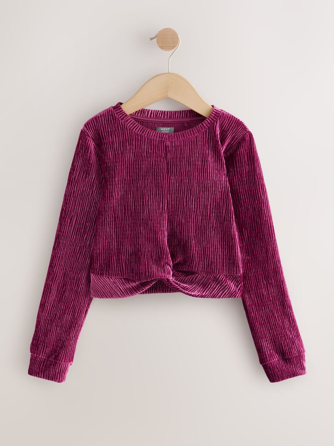 NEXT Girls Striped Textured Knotted Velvet Top-picture-27