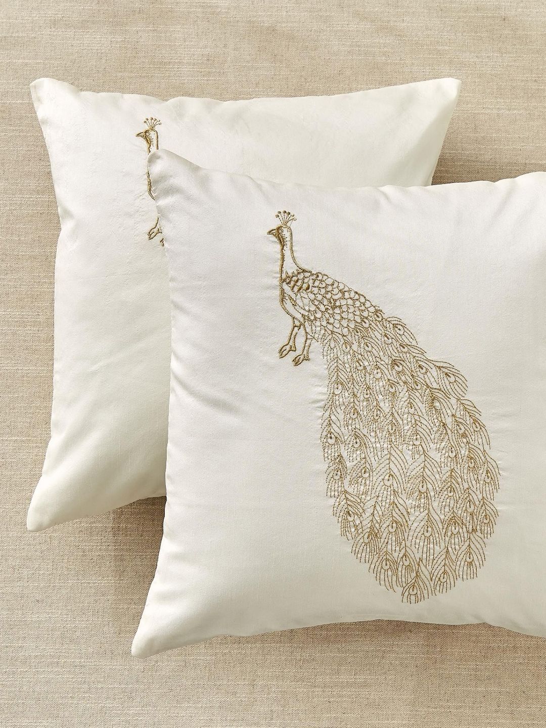 Home Centre Off White & Gold-Toned 2 Pieces Ethnic Motifs Square Cushion Covers-picture-45