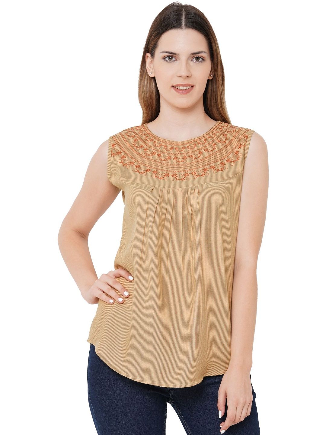 G0-4 IT Women Striped Top With Embroidered Detail-picture-27