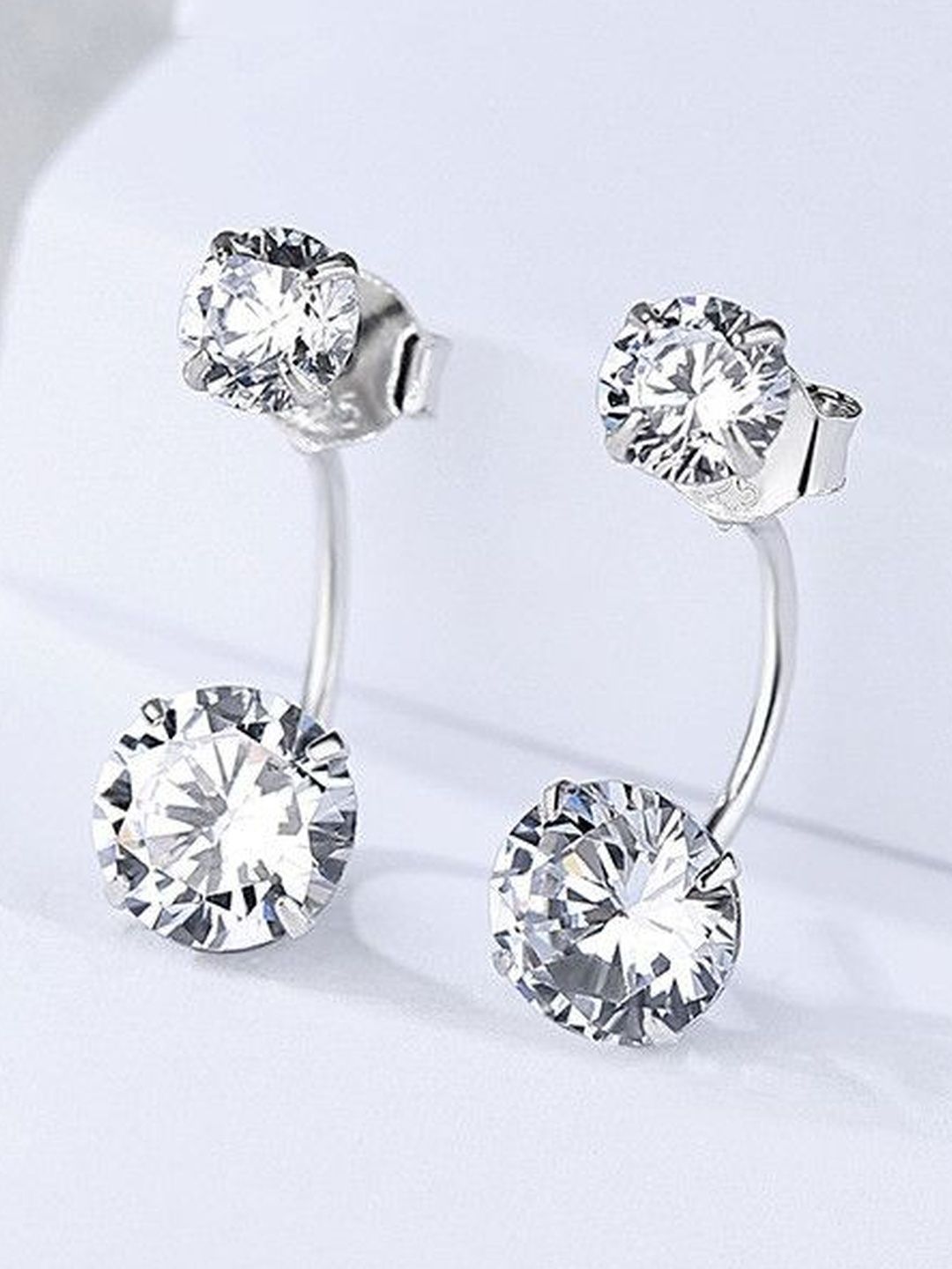 MYSTICFLAVIA Cinderella Crystal Ball Duo Zircon Silver Earrings-picture-31