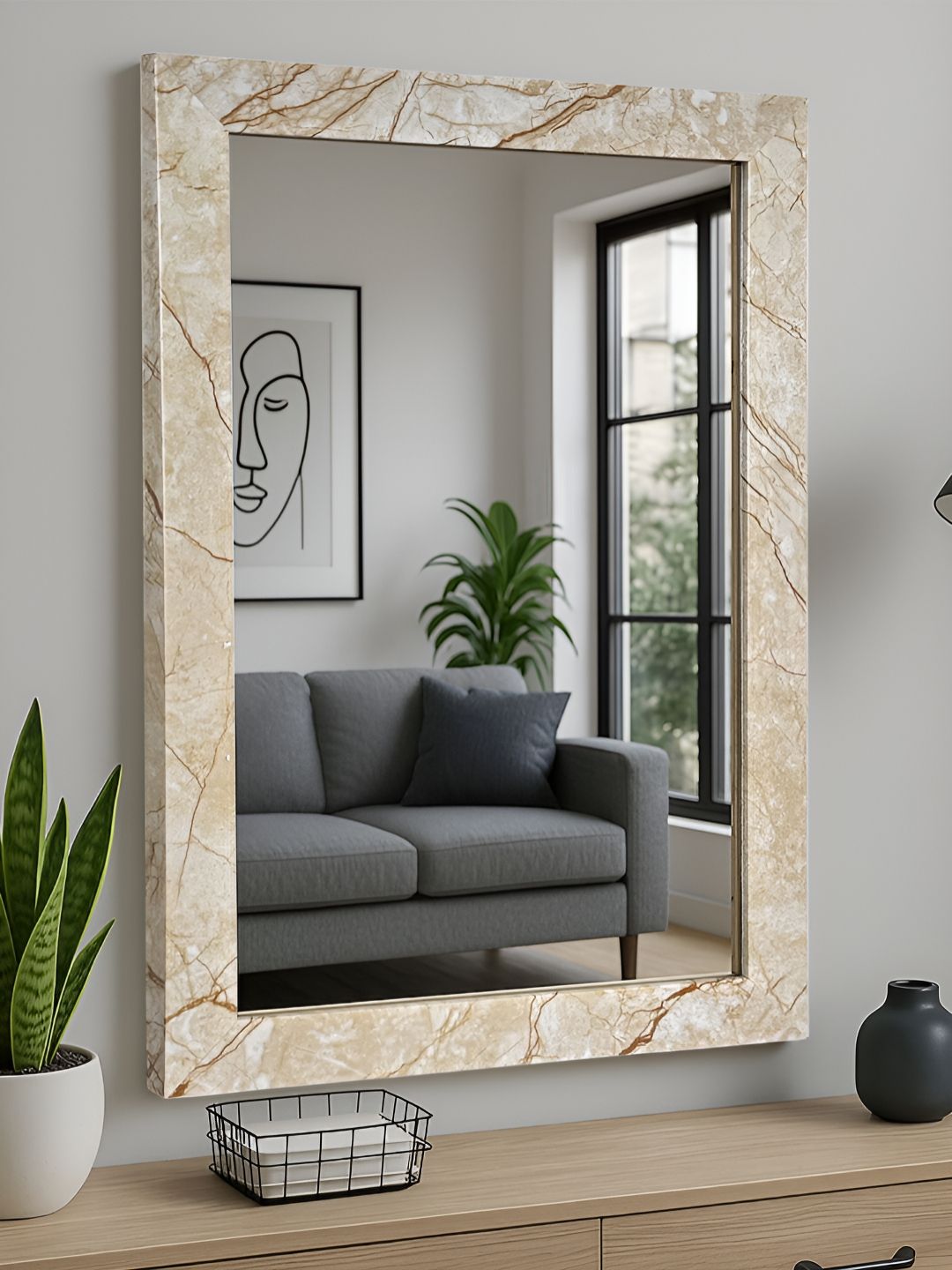 Art Street Wall Mount Decorative Wall Mirror With Frame