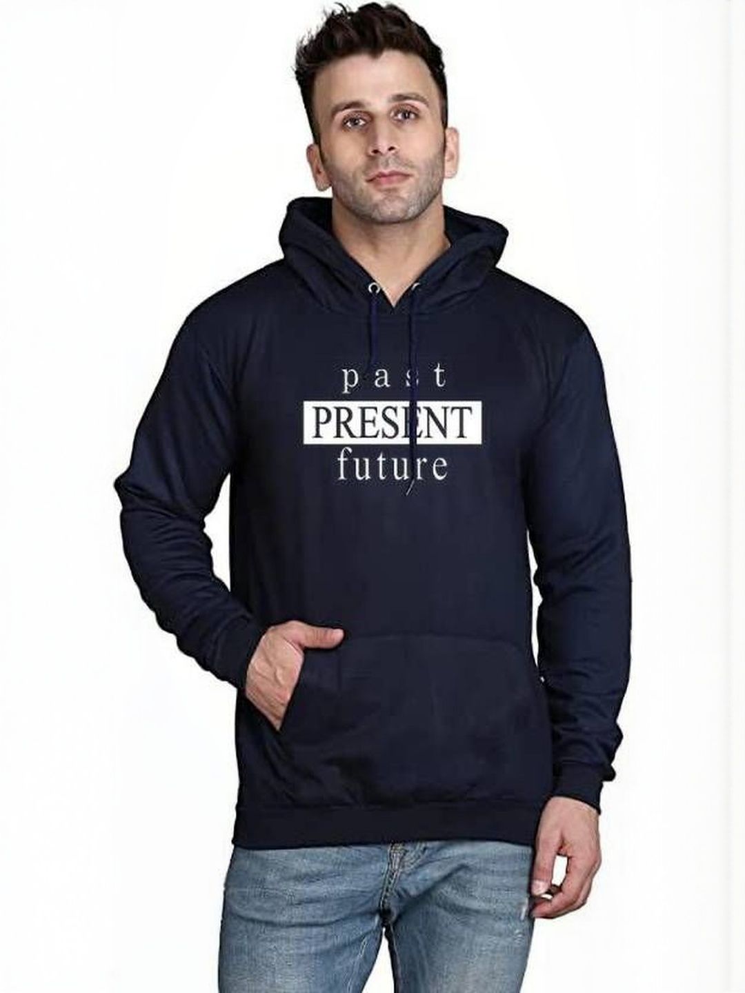 VALUE CREATION Men Typography Printed Hooded Pullover Sweatshirts