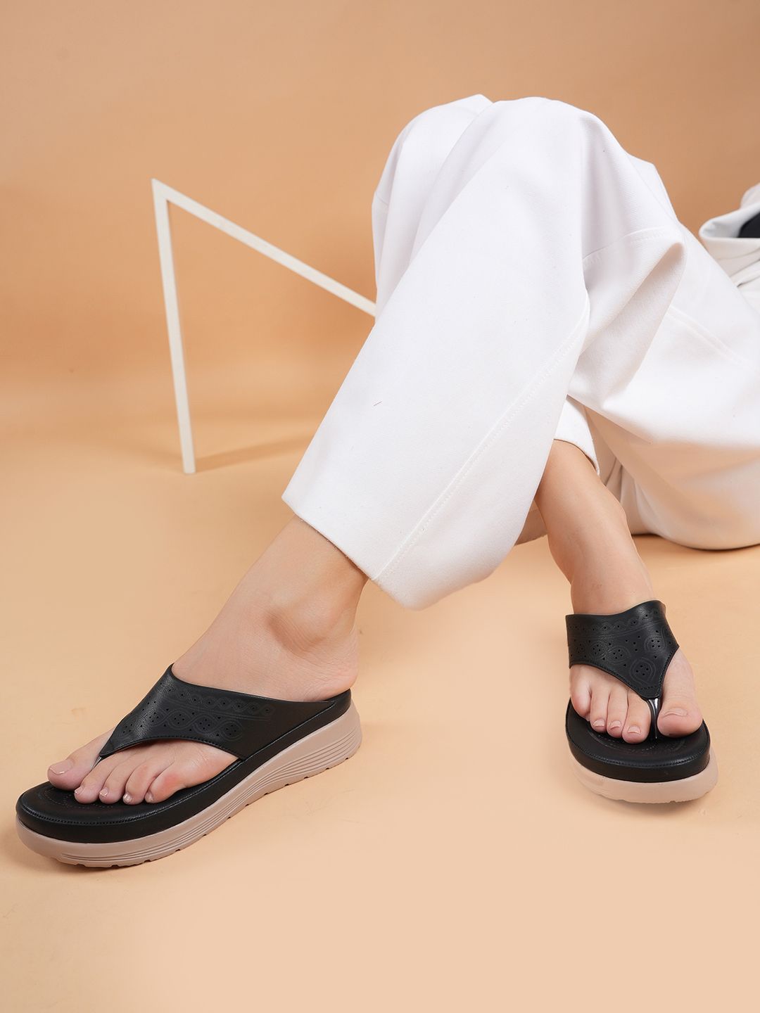 Mast & Harbour Women Open Toe Wedge Sandals with Laser Cuts-picture-10