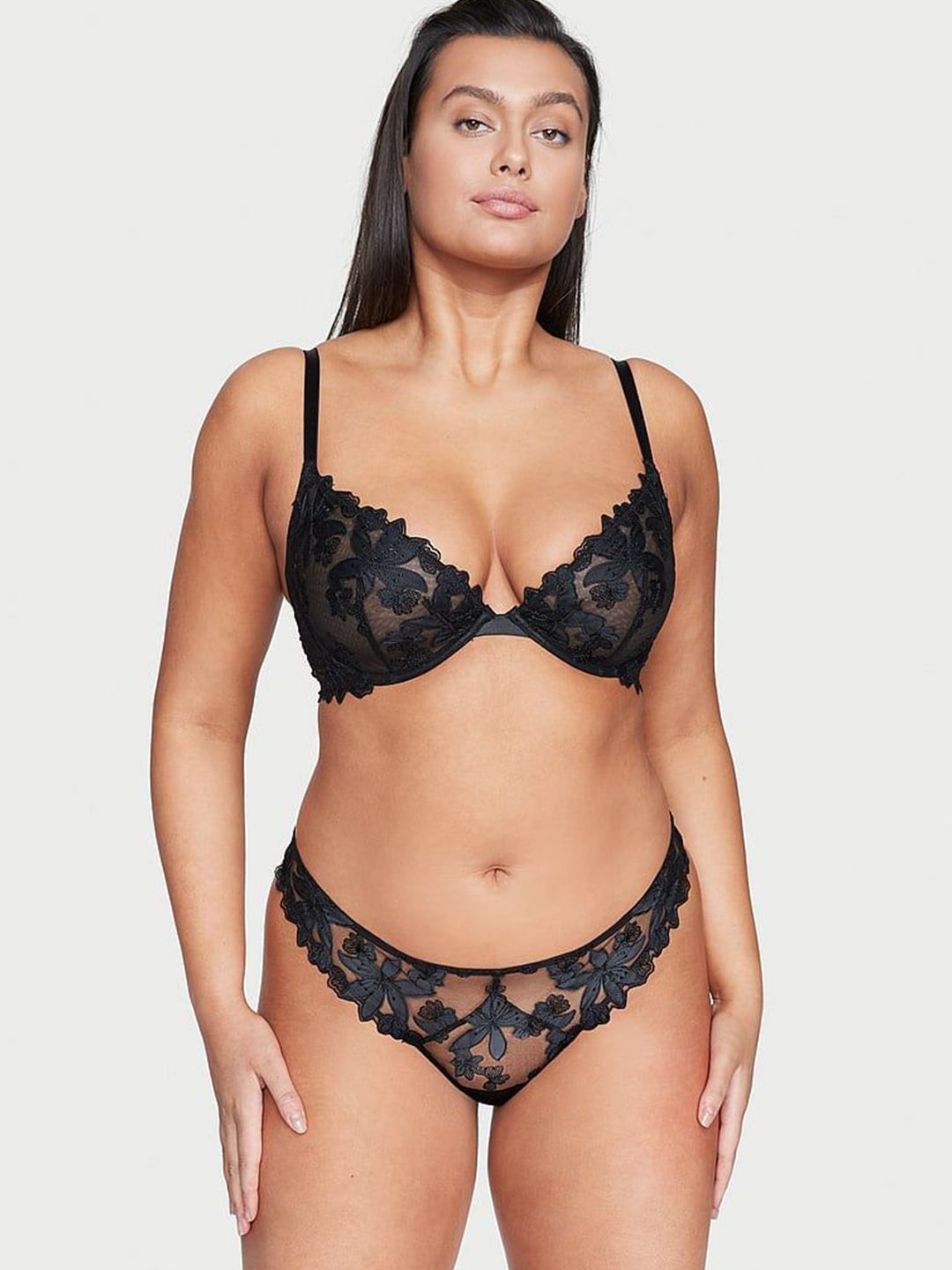 Victoria's Secret Very Sexy Floral Embroidered Thongs Briefs-picture-34