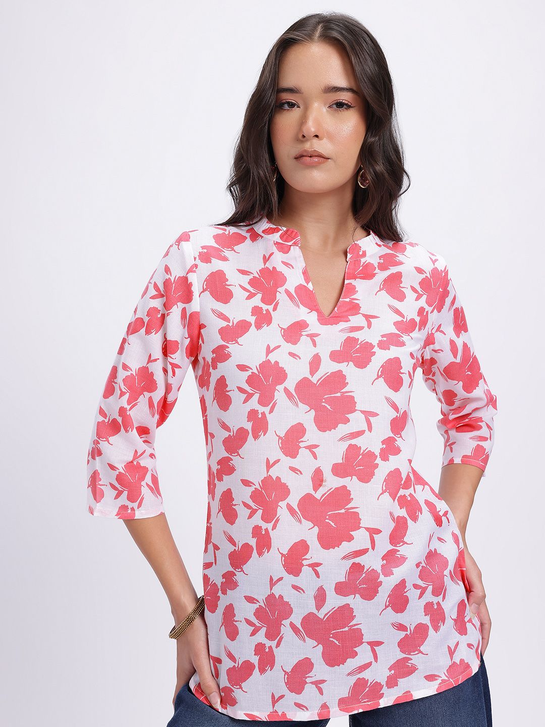 Anouk Rustic Floral Printed Mandarin Collar Straight Kurti-picture-31