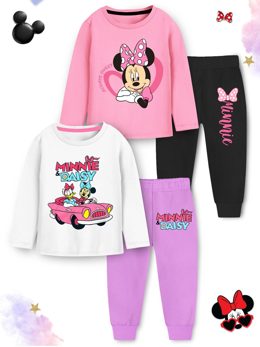 Disney By Miss and Chief Girls Pack Of 2 Minnie & Daisy Printed T-shirt With Joggers-picture-12