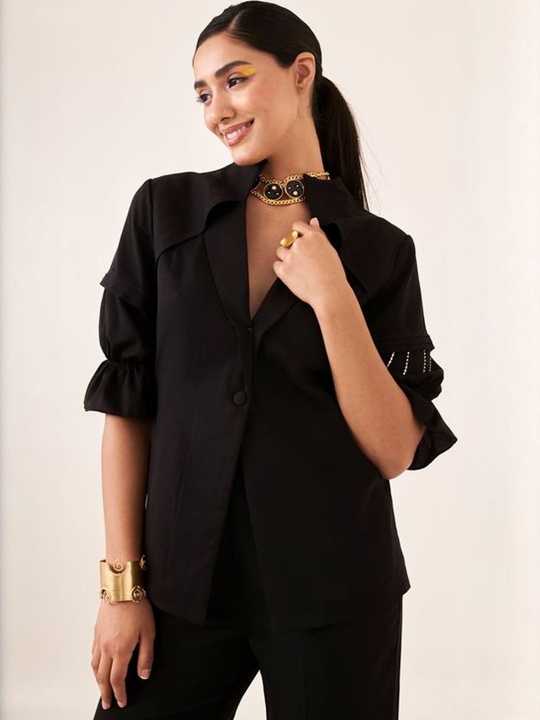LOVEPRASHA LOVEPRASHA Single-Breasted Short Sleeve Blazer