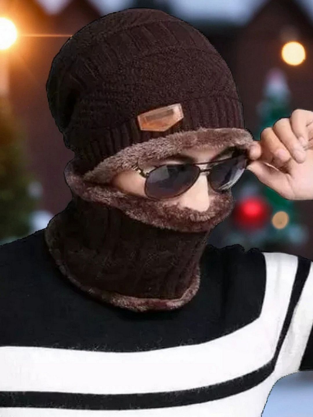Infispace Unisex Woollen Beanie With Neck Warmer-picture-37