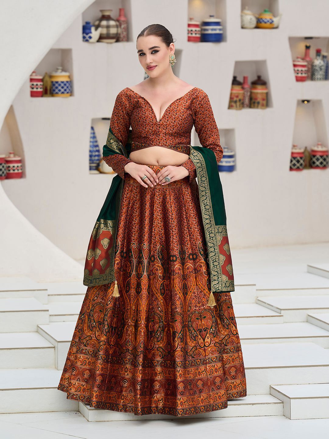 PURVAJA Woven Design Art Silk Lehenga & Unstitched Blouse With Dupatta-image-45