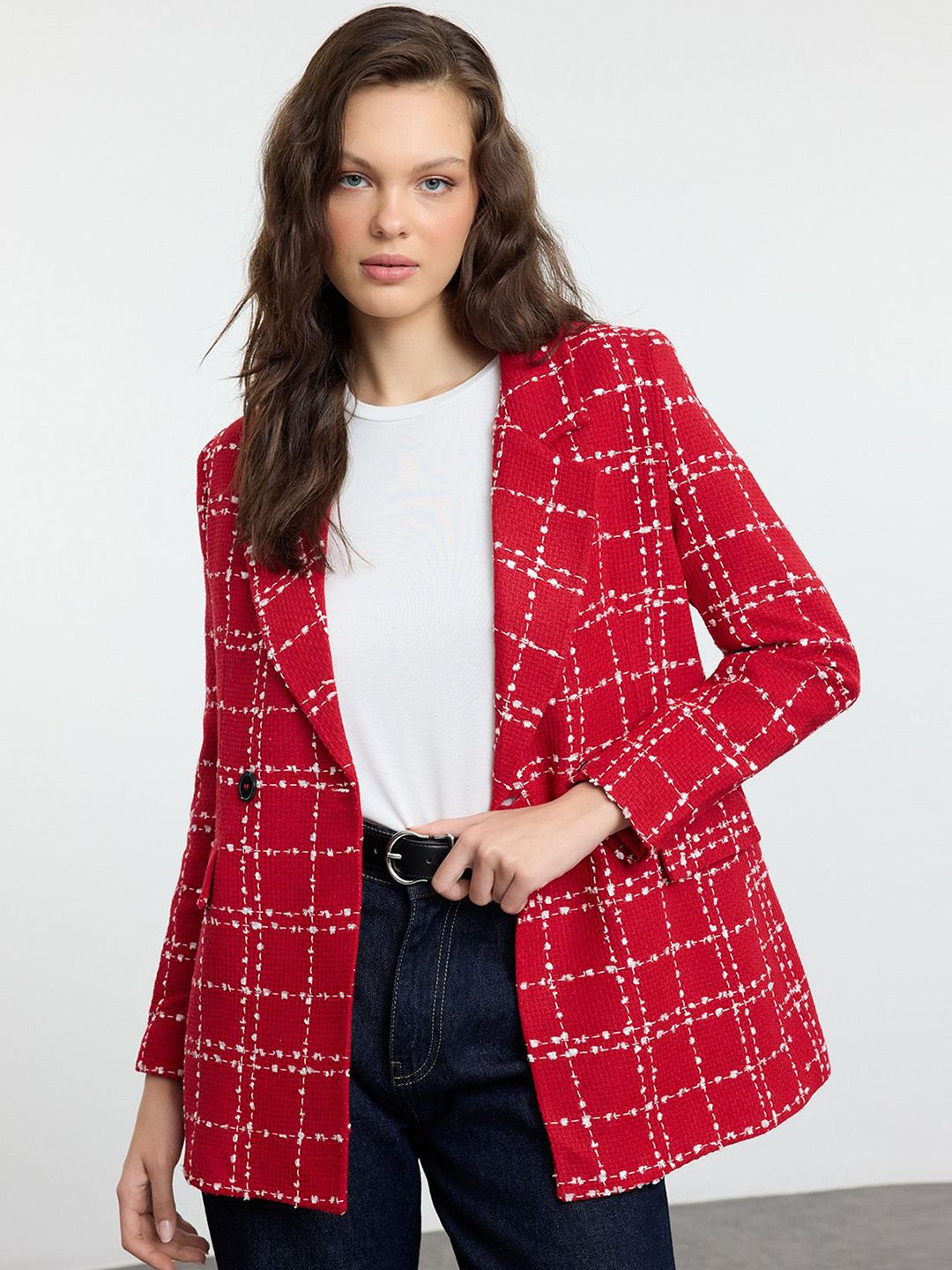 Trendyol Notched Lapel Collar Double Breasted Blazer-picture-14