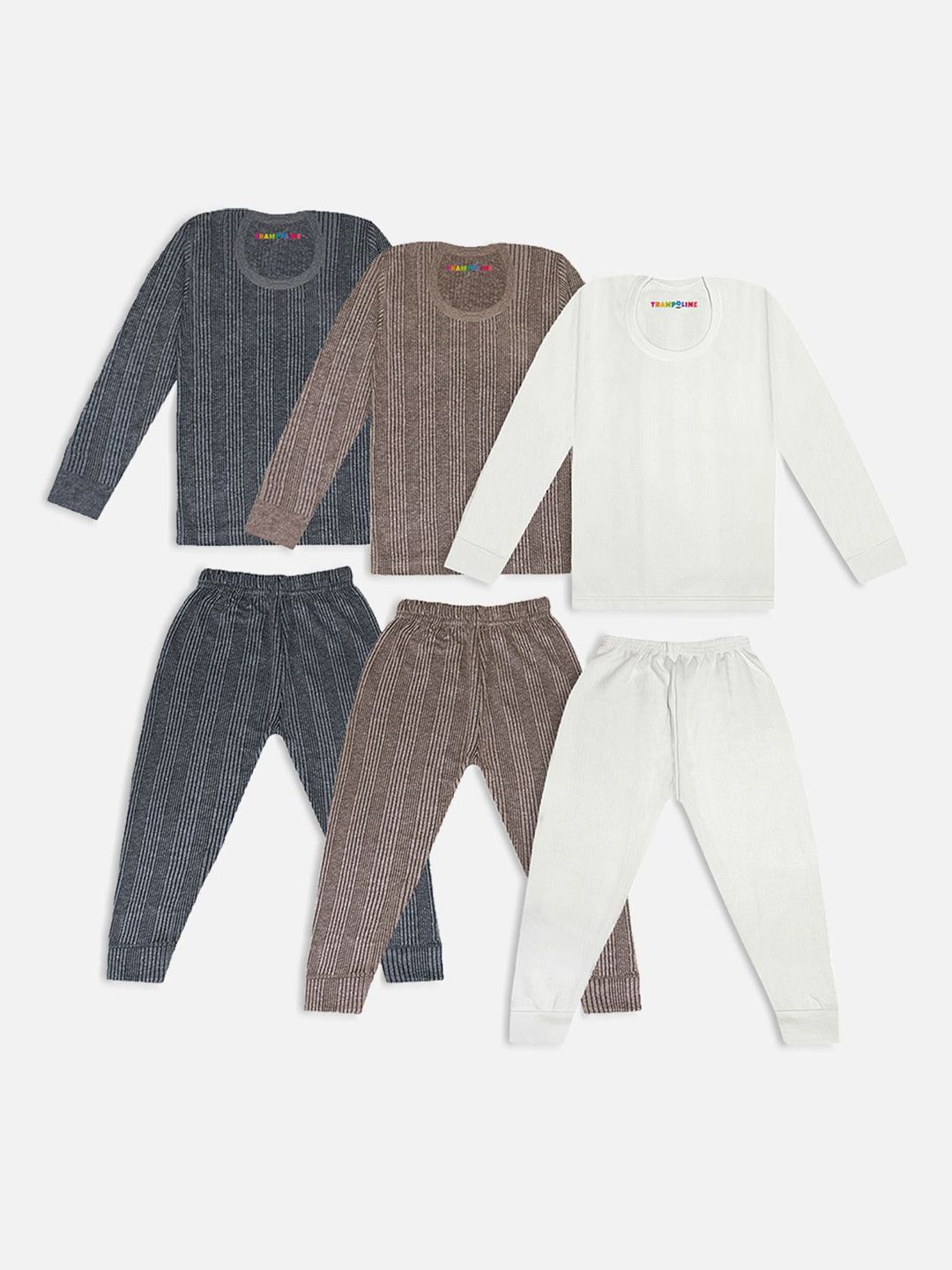 YK X Trampoline Kids Pack Of 3 Striped Cotton Thermal Set-picture-30