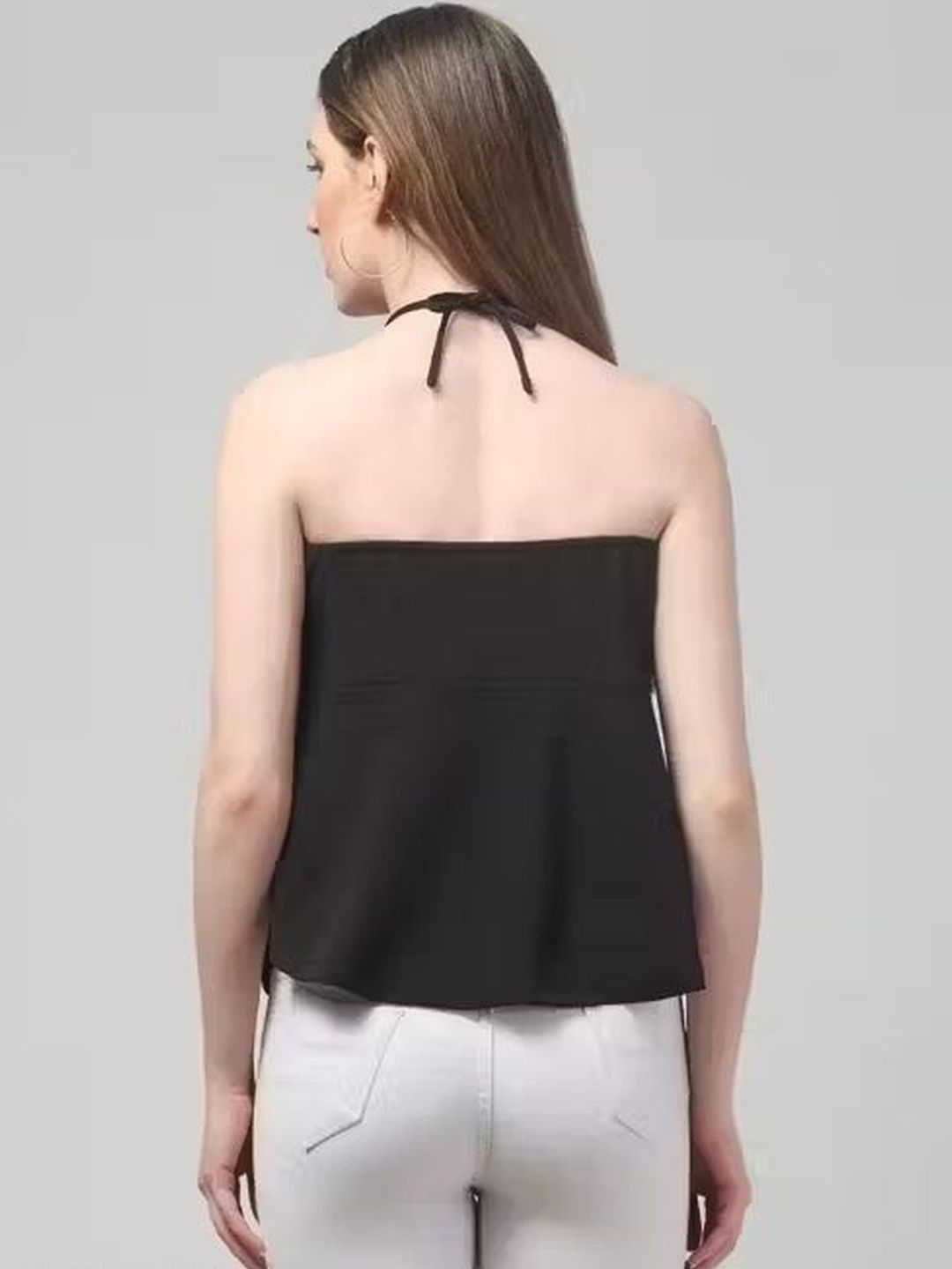 Projas Women Solid Tie-Ups Halter Neck Empire Crop Top-picture-38