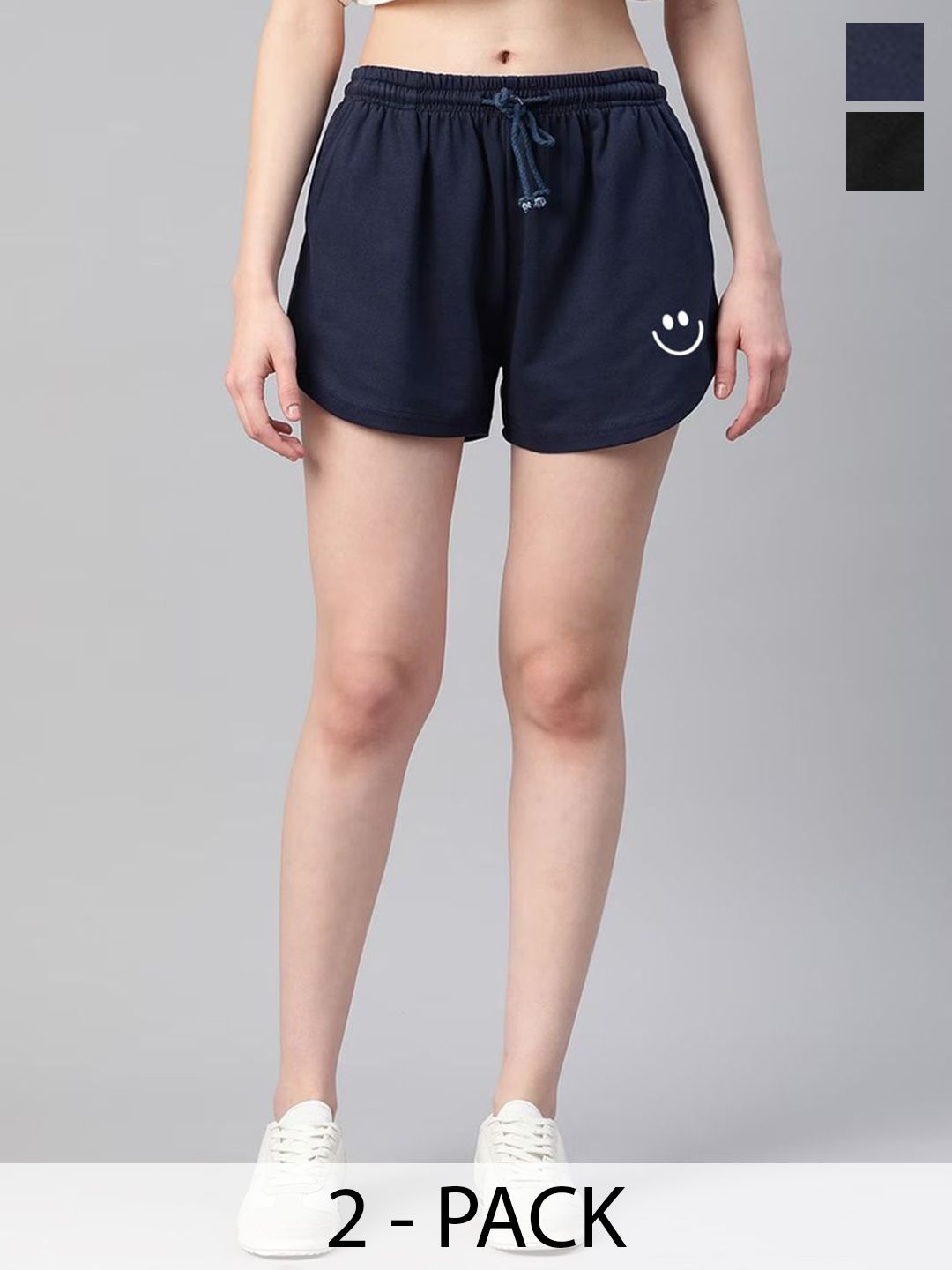 RIZIMCLOTHING Women Pack of 2 Regular Fit Mid-Rise Regular Shorts-picture-15