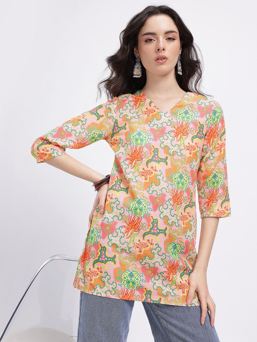 Anouk Rustic Ethnic Motifs Printed V-Neck Kurti-picture-48
