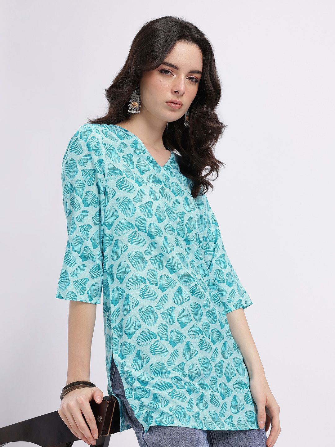 Anouk Rustic Printed V-Neck Kurti-picture-18