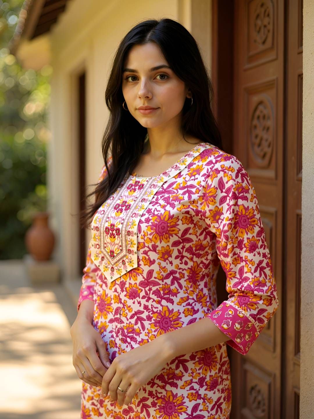 Rangita Women Floral Printed Kurta with Trousers-picture-40