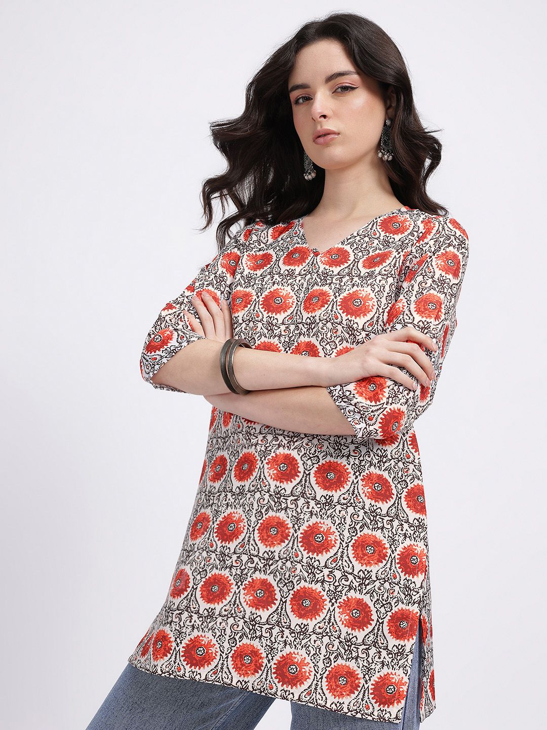 Anouk Rustic Ethnic Motifs Printed V-Neck Kurti-picture-22