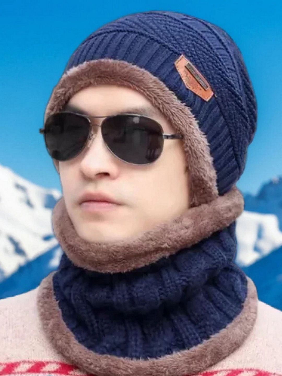 Infispace Unisex Woollen Beanie Cap With Neck Warmer-picture-37