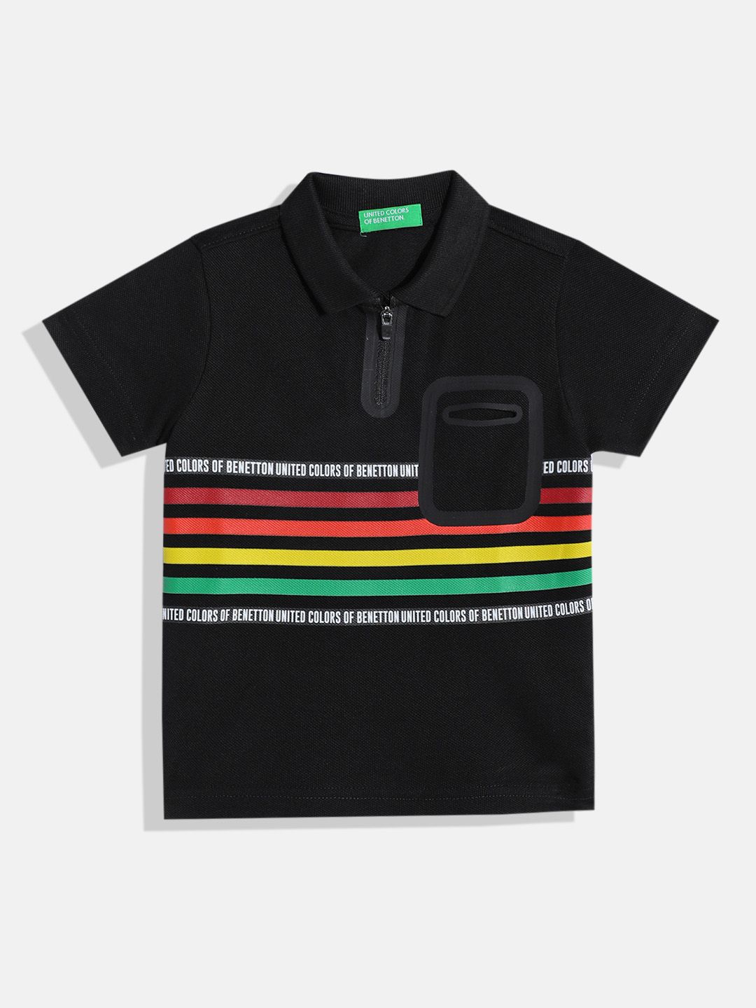 United Colors of Benetton Boys Striped Polo Collar Pure Cotton T-shirt-picture-53