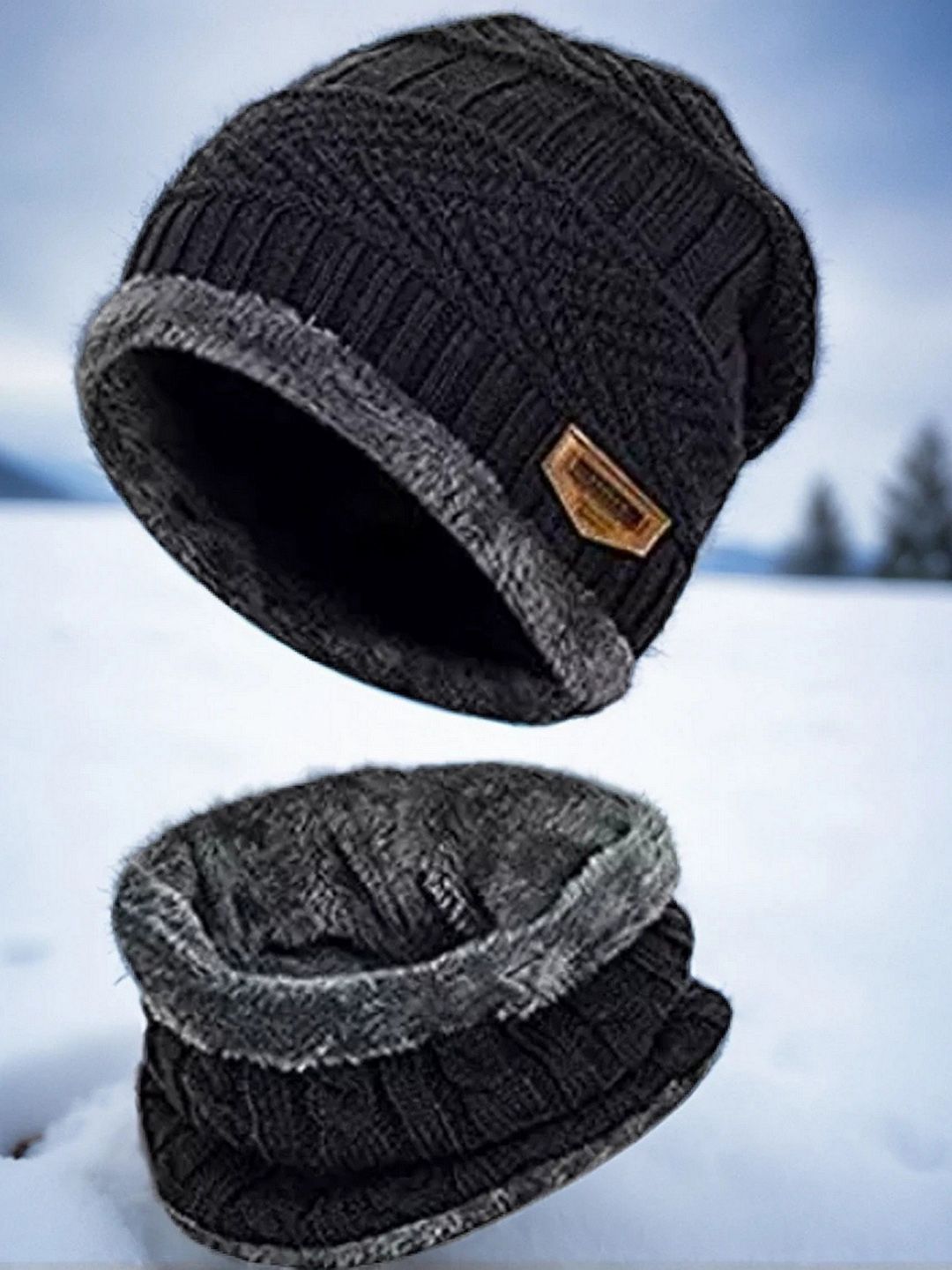 Infispace Men Printed Woollen Beanie With Neck Warmer-picture-39